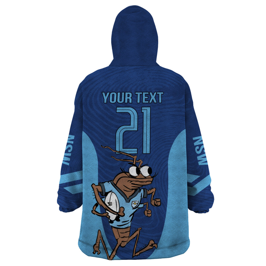 Custom New South Wales Rugby Wearable Blanket Hoodie Blues Cockroach Origin Sporty - Vibe Hoodie Shop