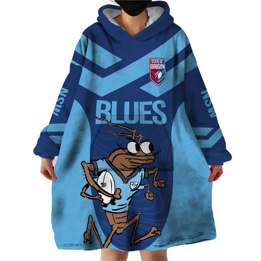 Custom New South Wales Rugby Wearable Blanket Hoodie Blues Cockroach Origin Sporty - Vibe Hoodie Shop