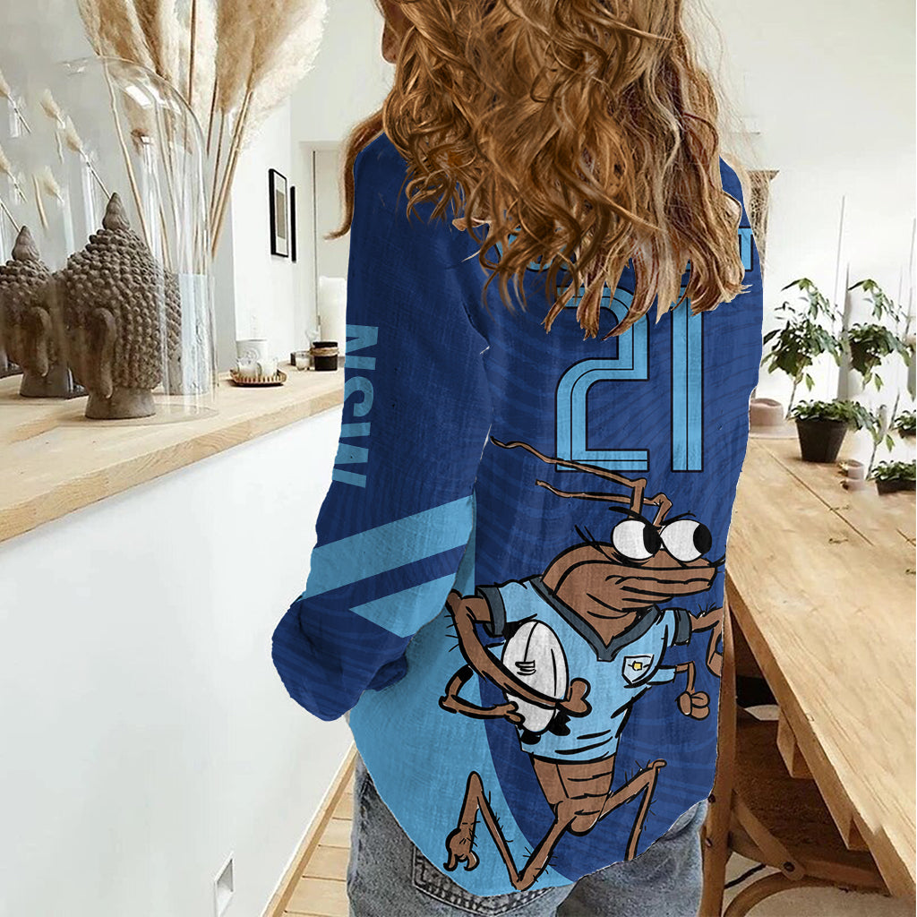 Custom New South Wales Rugby Women Casual Shirt Blues Cockroach Origin Sporty - Vibe Hoodie Shop