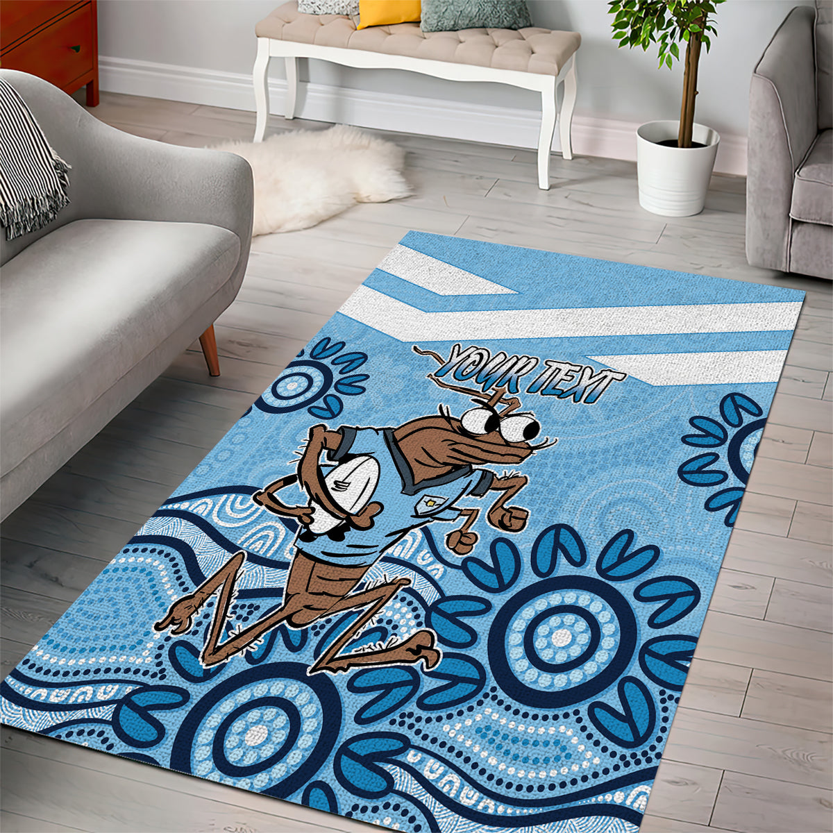 Custom NSW Blues Cockroach Blooded Aboriginal Inspired Area Rug - Vibe Hoodie Shop