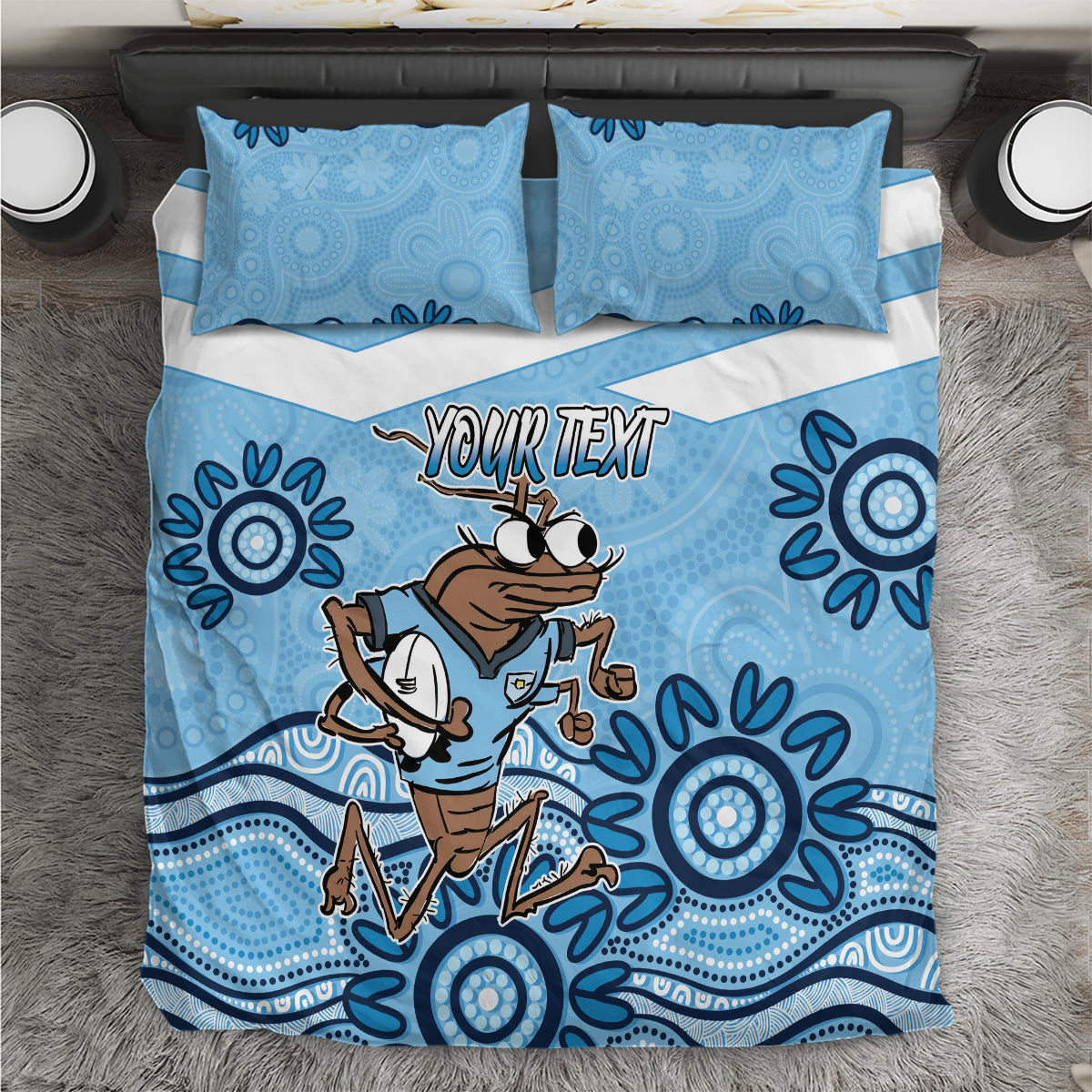 Custom NSW Blues Cockroach Blooded Aboriginal Inspired Bedding Set - Vibe Hoodie Shop