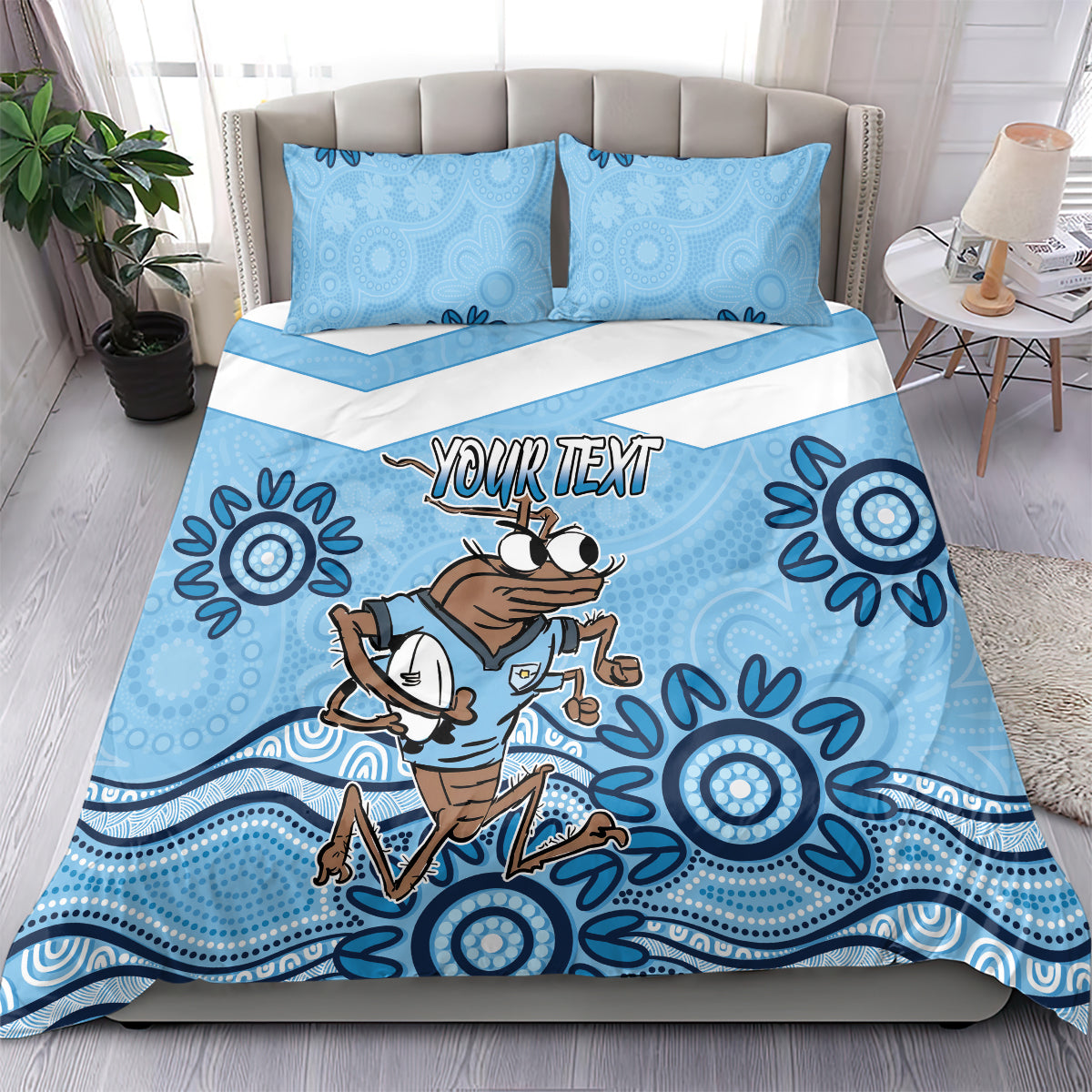 Custom NSW Blues Cockroach Blooded Aboriginal Inspired Bedding Set - Vibe Hoodie Shop