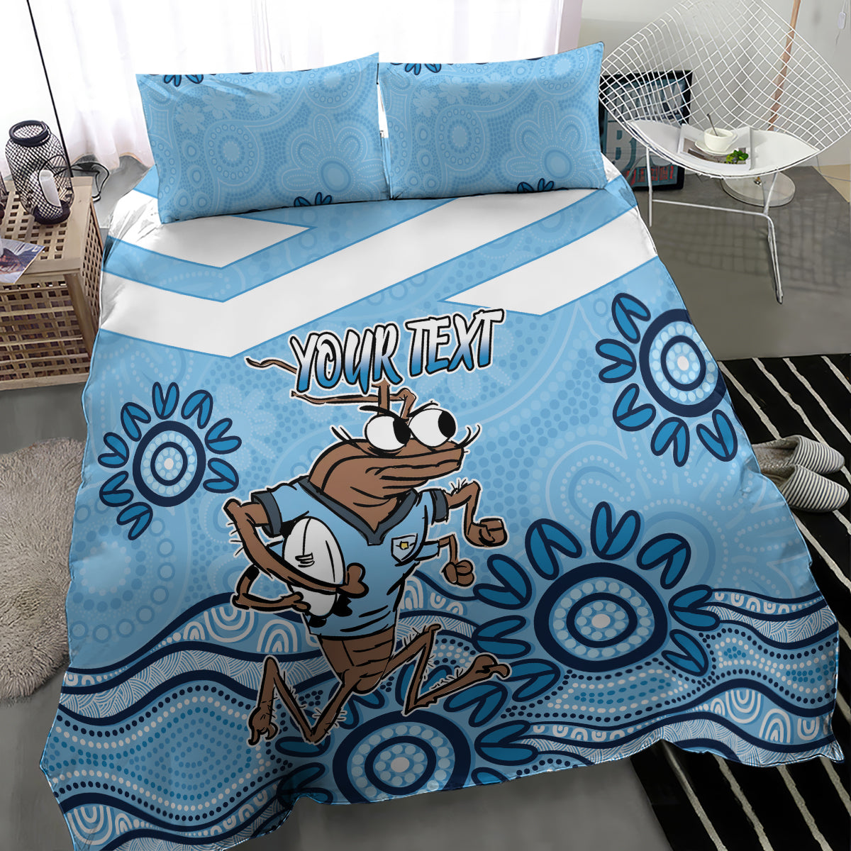 Custom NSW Blues Cockroach Blooded Aboriginal Inspired Bedding Set - Vibe Hoodie Shop