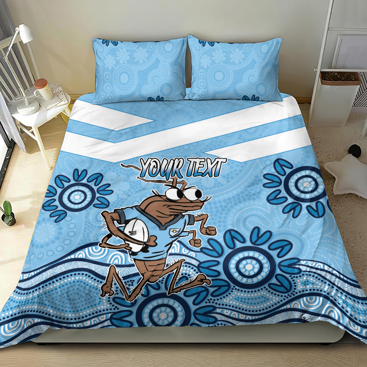 Custom NSW Blues Cockroach Blooded Aboriginal Inspired Bedding Set - Vibe Hoodie Shop