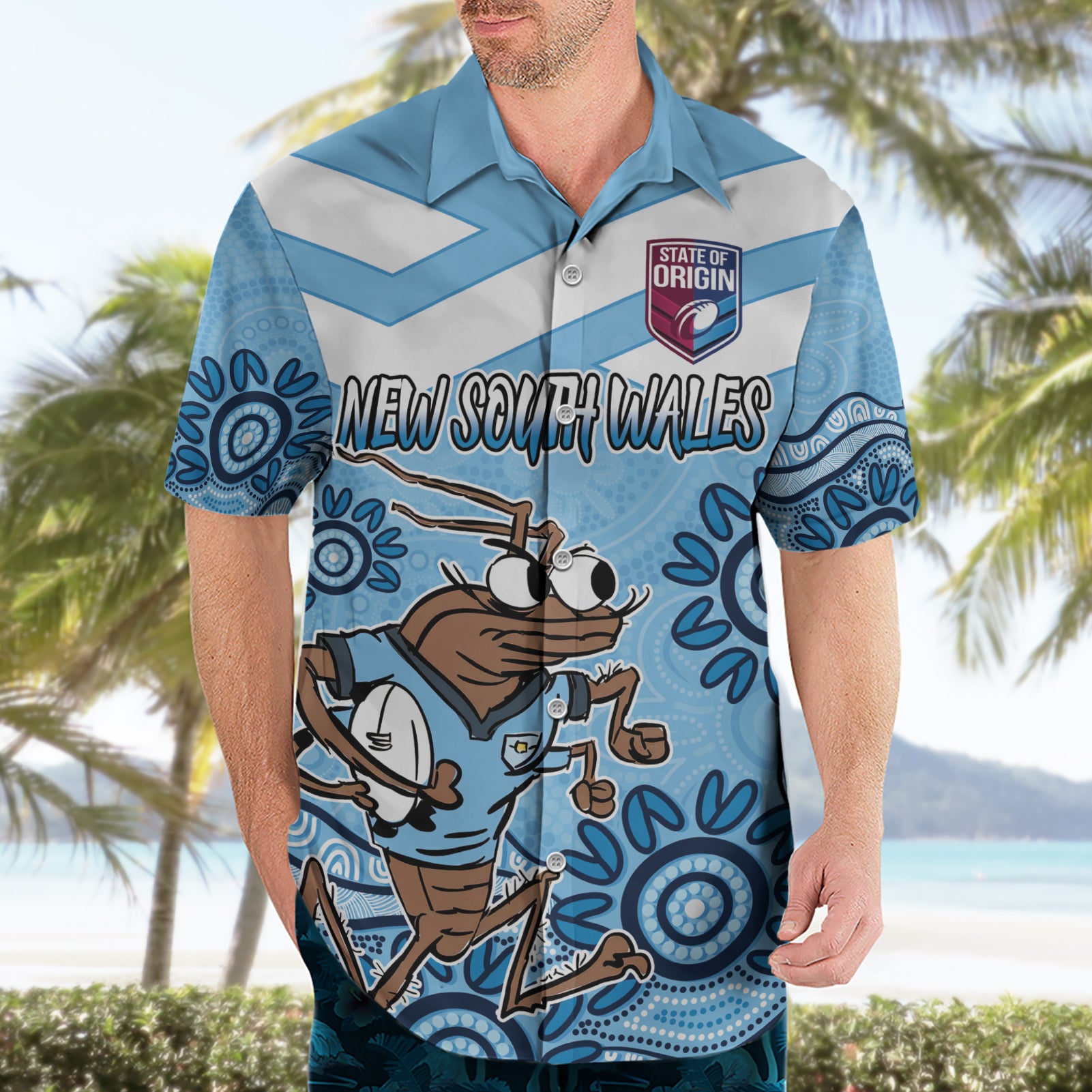 Custom NSW Blues Cockroach Blooded Aboriginal Inspired Hawaiian Shirt - Vibe Hoodie Shop