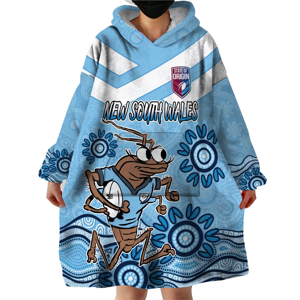 Custom NSW Blues Cockroach Blooded Aboriginal Inspired Wearable Blanket Hoodie - Vibe Hoodie Shop