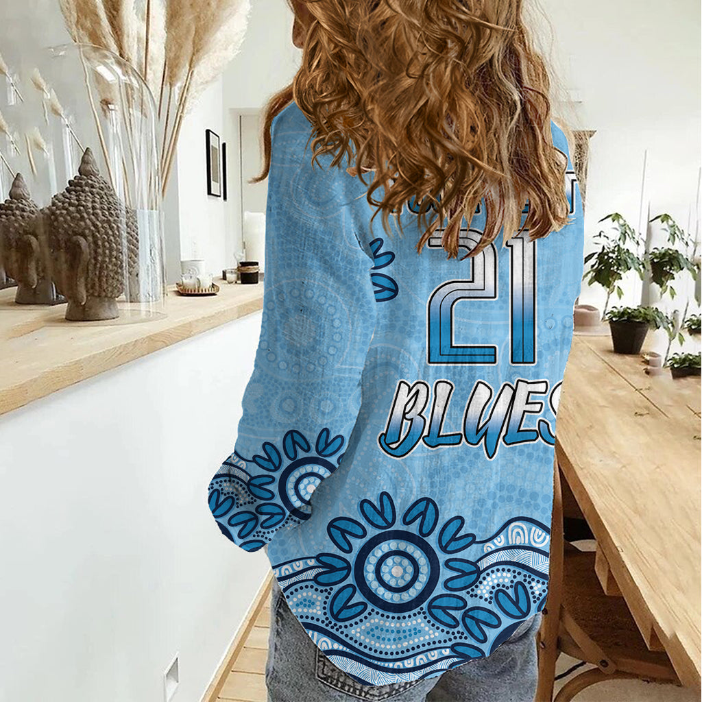 Custom NSW Blues Cockroach Blooded Aboriginal Inspired Women Casual Shirt - Vibe Hoodie Shop