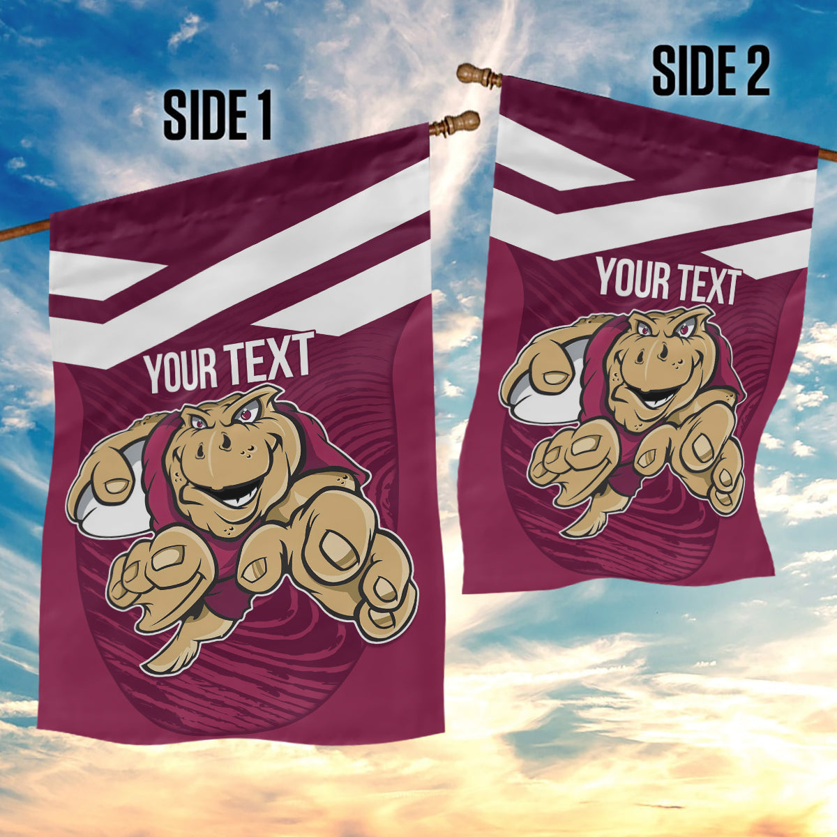 Custom Queensland Rugby Garden Flag Maroons Cane Toad Origin Sporty - Vibe Hoodie Shop