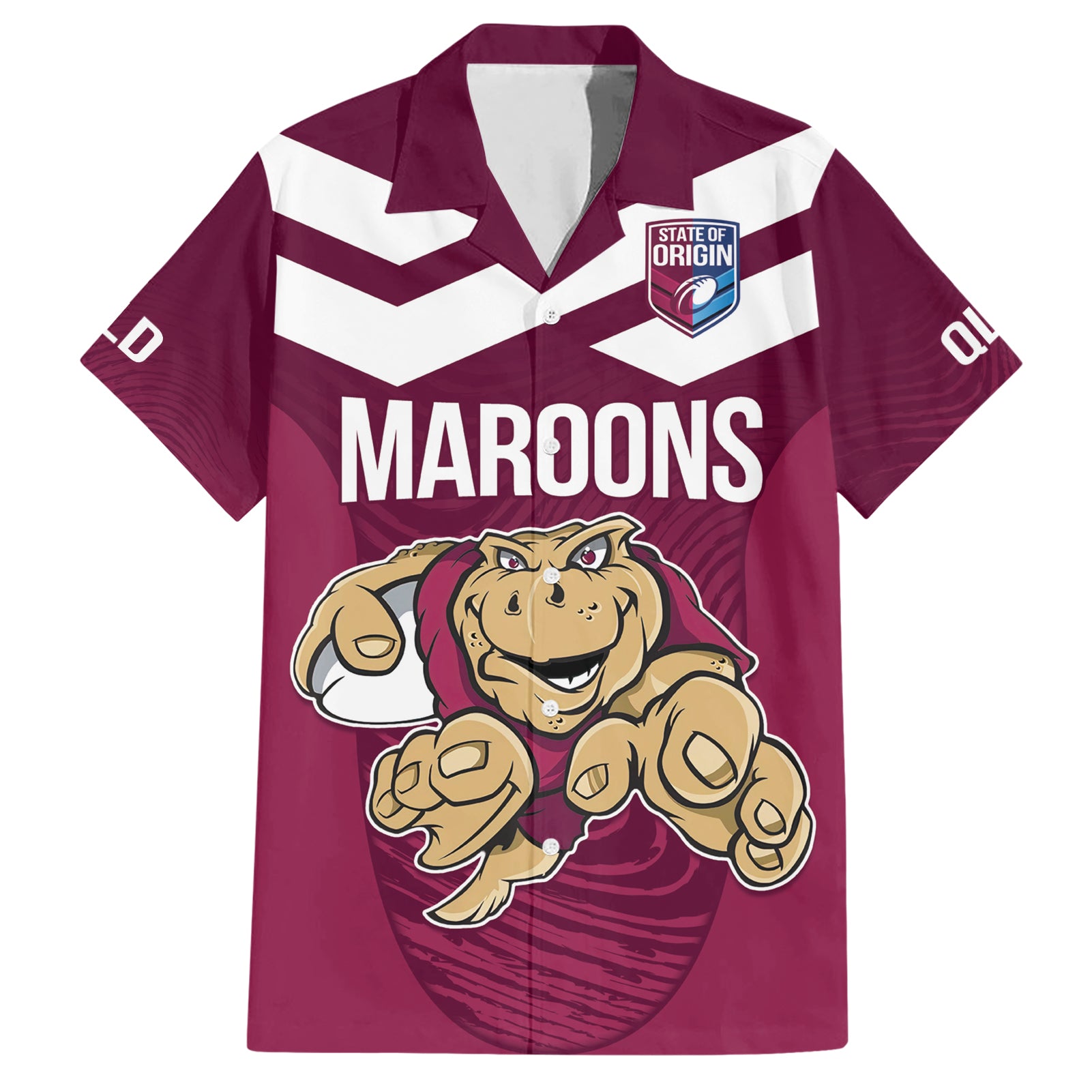 Custom Queensland Rugby Hawaiian Shirt Maroons Cane Toad Origin Sporty - Vibe Hoodie Shop