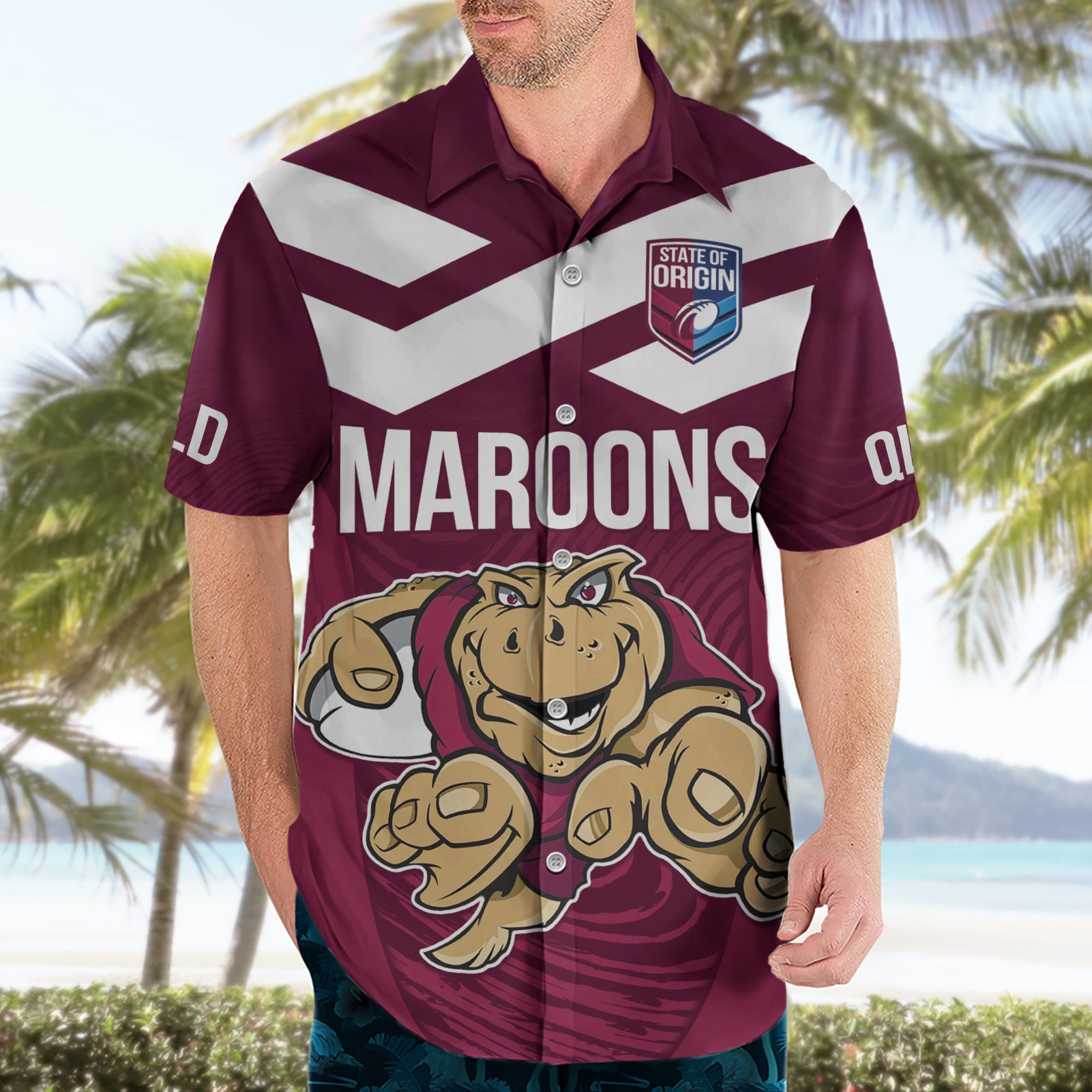 Custom Queensland Rugby Hawaiian Shirt Maroons Cane Toad Origin Sporty - Vibe Hoodie Shop