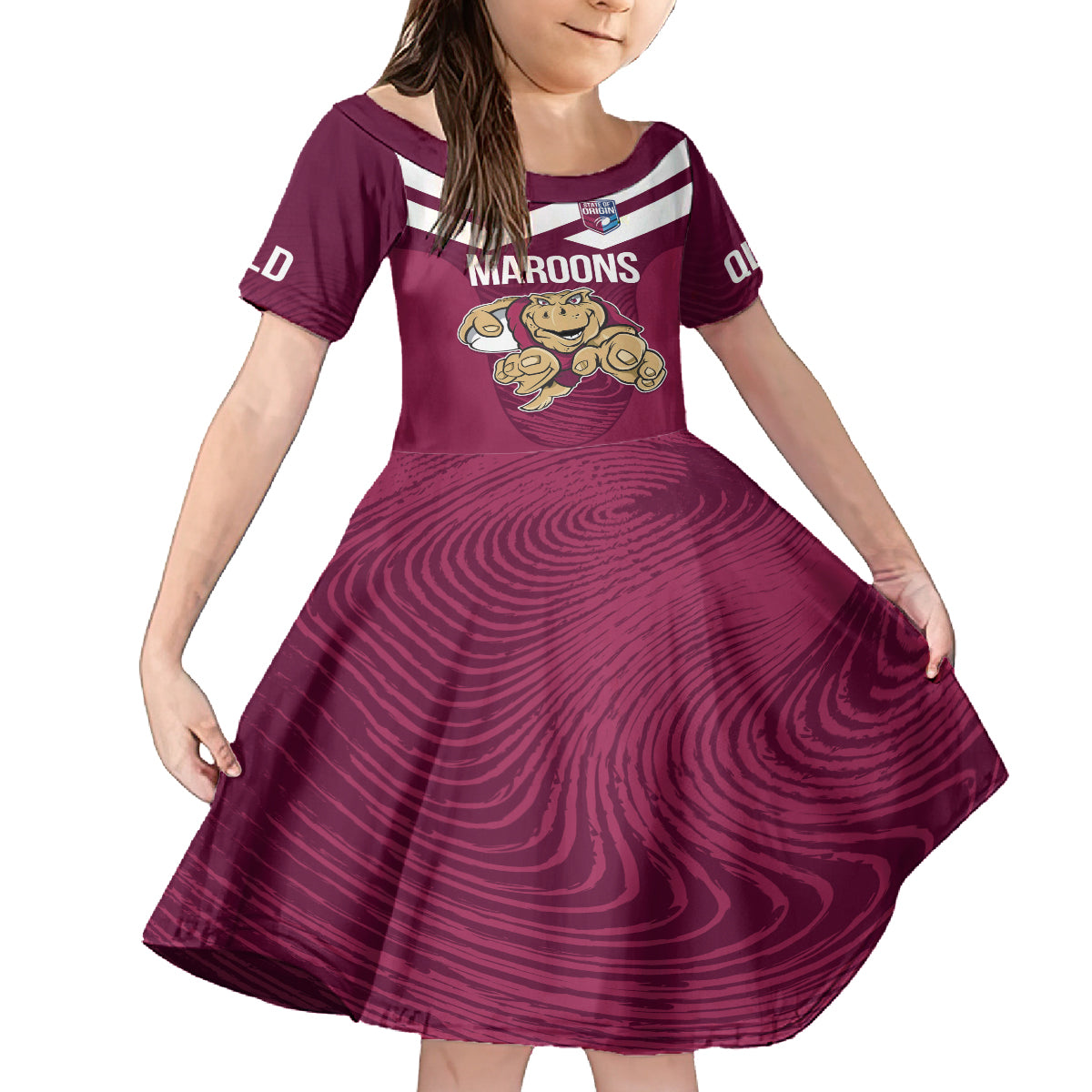 Custom Queensland Rugby Kid Short Sleeve Dress Maroons Cane Toad Origin Sporty - Vibe Hoodie Shop