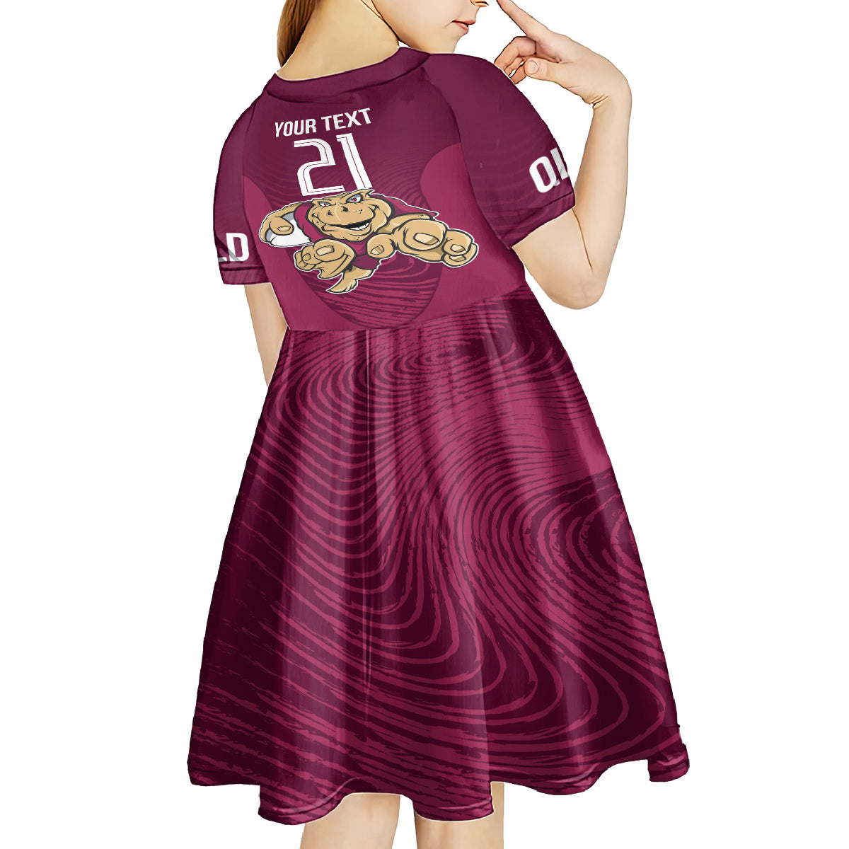 Custom Queensland Rugby Kid Short Sleeve Dress Maroons Cane Toad Origin Sporty - Vibe Hoodie Shop