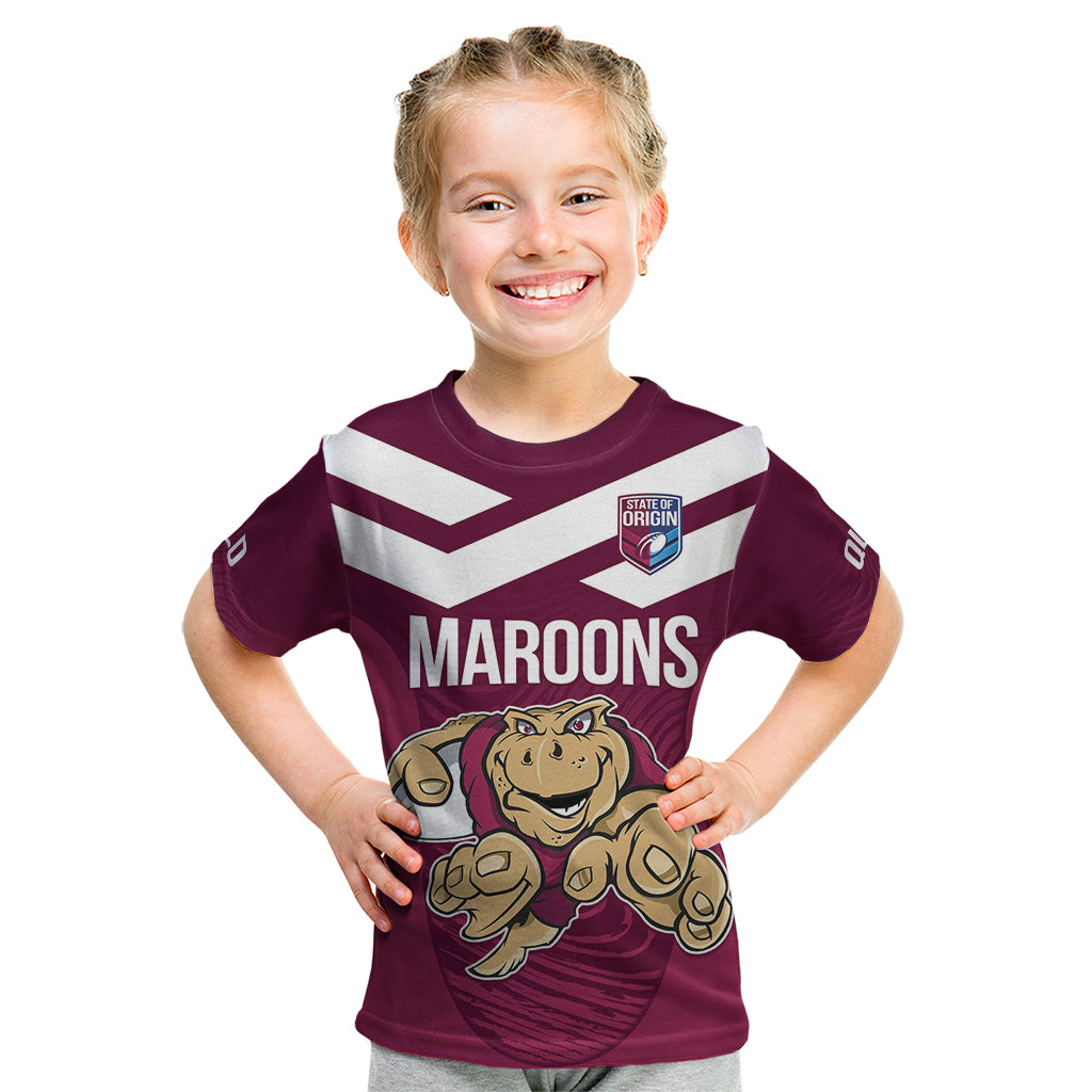 Custom Queensland Rugby Kid T Shirt Maroons Cane Toad Origin Sporty - Vibe Hoodie Shop