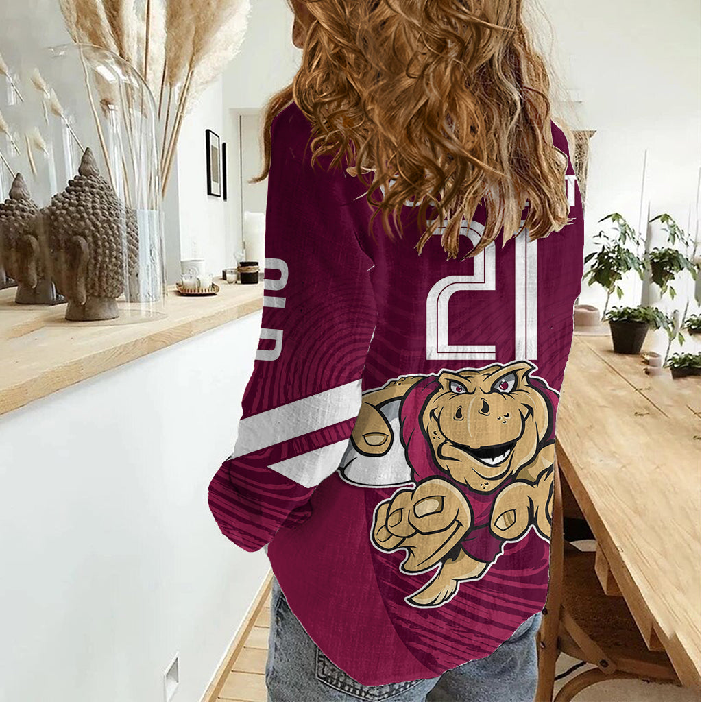 Custom Queensland Rugby Women Casual Shirt Maroons Cane Toad Origin Sporty - Vibe Hoodie Shop