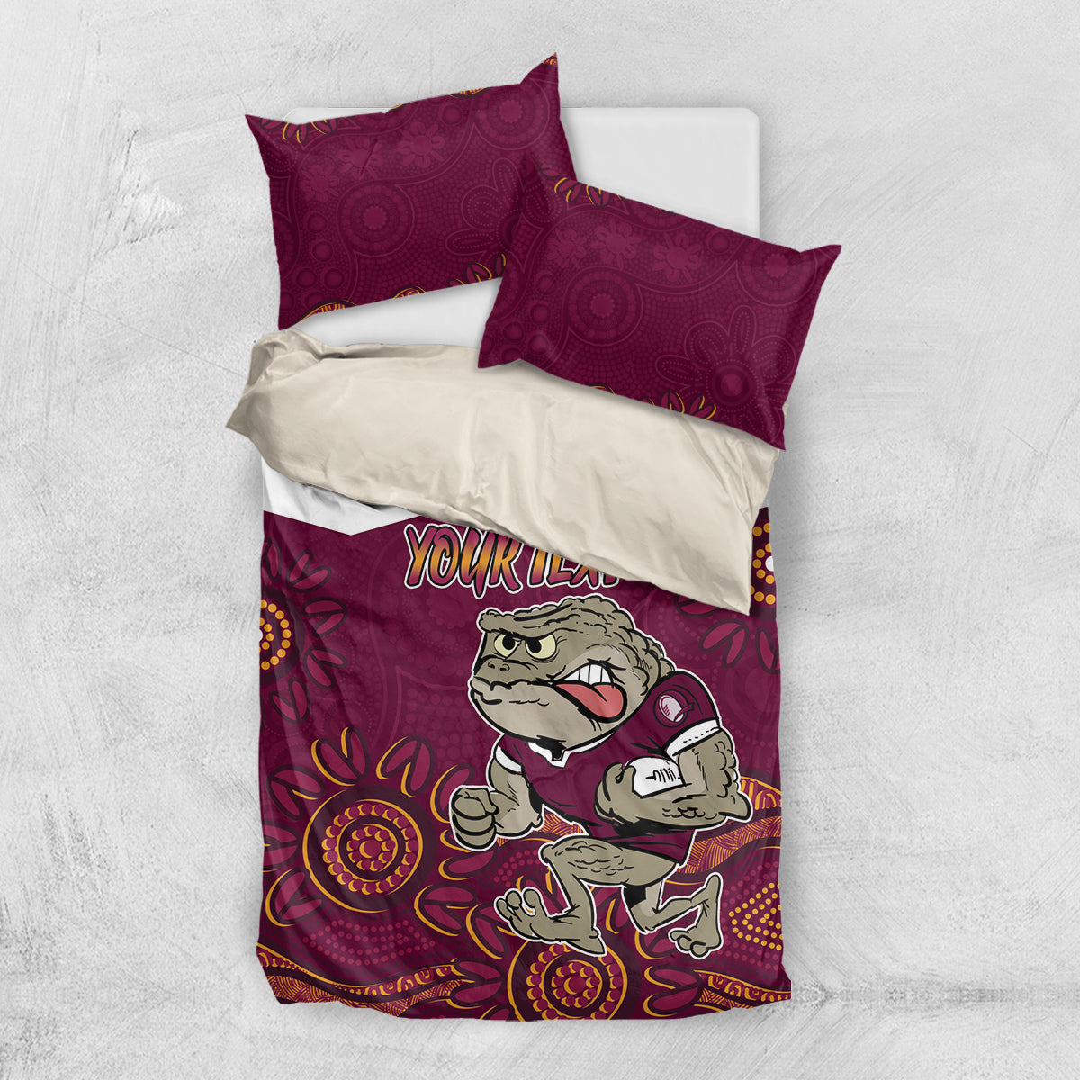 Custom QLD Maroons Cane Toad Blooded Aboriginal Inspired Bedding Set - Vibe Hoodie Shop