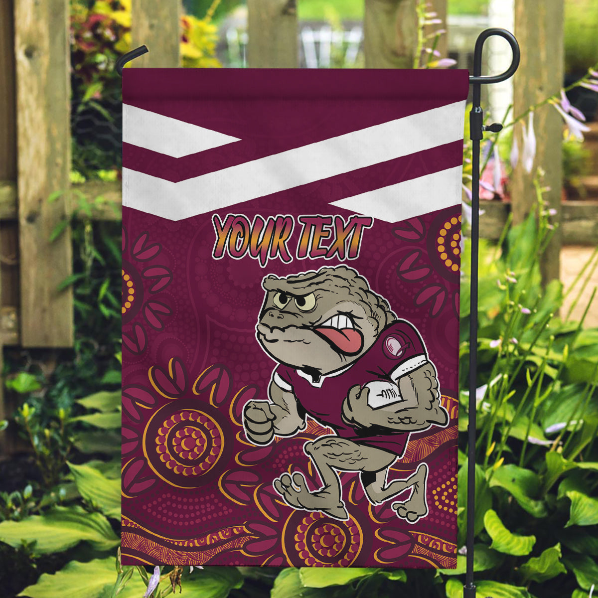 Custom QLD Maroons Cane Toad Blooded Aboriginal Inspired Garden Flag - Vibe Hoodie Shop