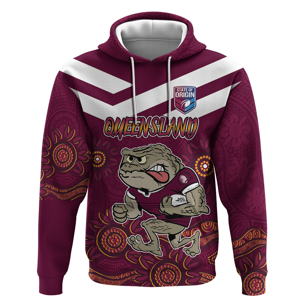 Custom QLD Maroons Cane Toad Blooded Aboriginal Inspired Hoodie LT9 - Vibe Hoodie Shop