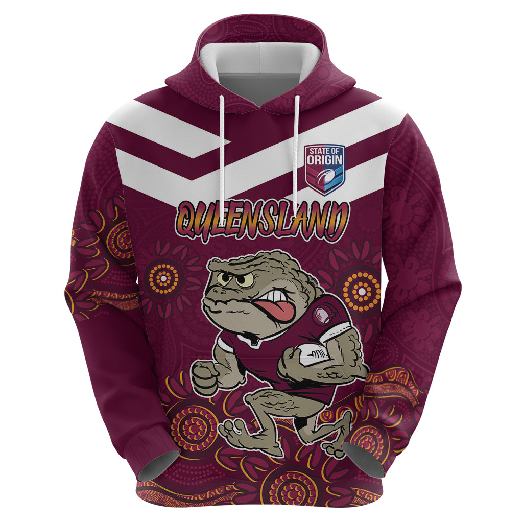 Custom QLD Maroons Cane Toad Blooded Aboriginal Inspired Hoodie LT9 - Vibe Hoodie Shop