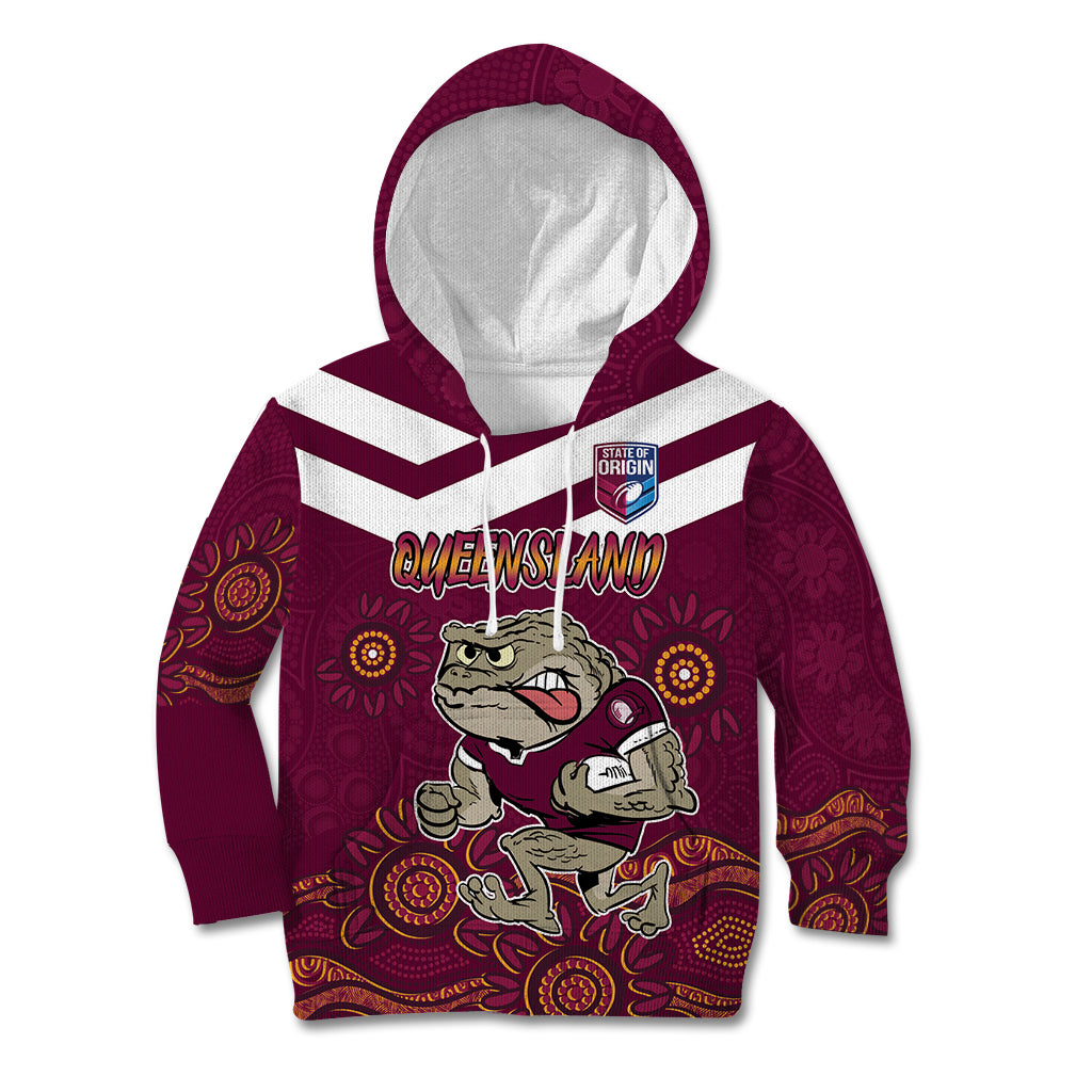 Custom QLD Maroons Cane Toad Blooded Aboriginal Inspired Kid Hoodie - Vibe Hoodie Shop