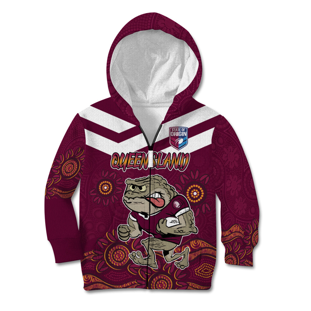 Custom QLD Maroons Cane Toad Blooded Aboriginal Inspired Kid Hoodie - Vibe Hoodie Shop