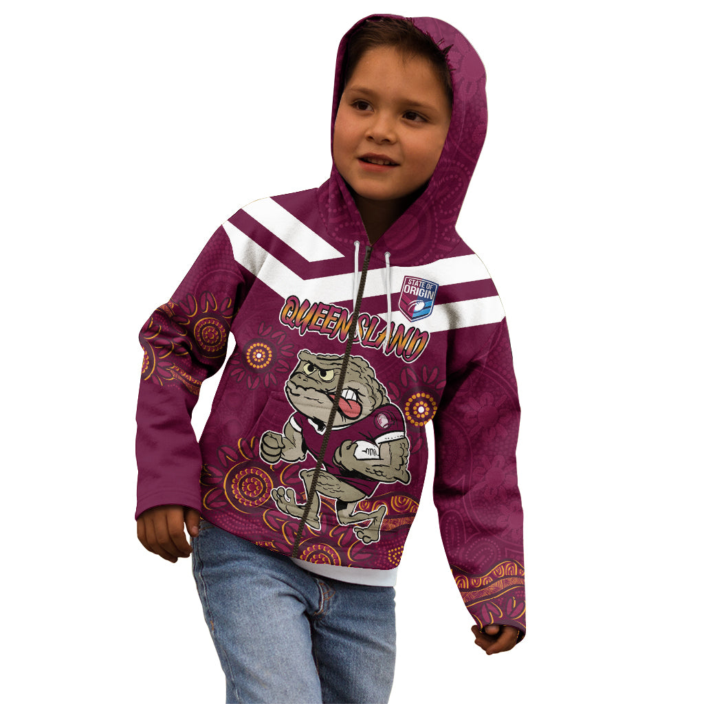 Custom QLD Maroons Cane Toad Blooded Aboriginal Inspired Kid Hoodie - Vibe Hoodie Shop