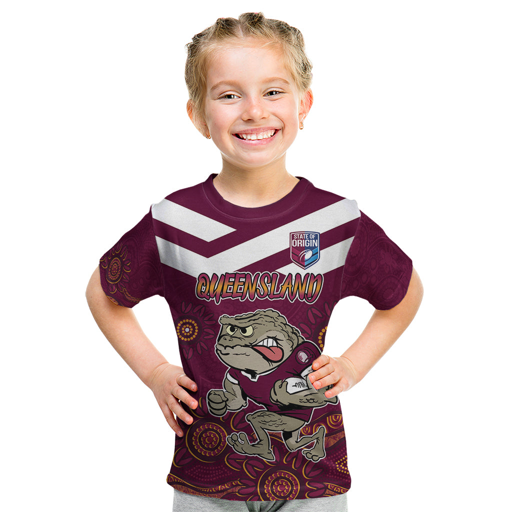 Custom QLD Maroons Cane Toad Blooded Aboriginal Inspired Kid T Shirt - Vibe Hoodie Shop