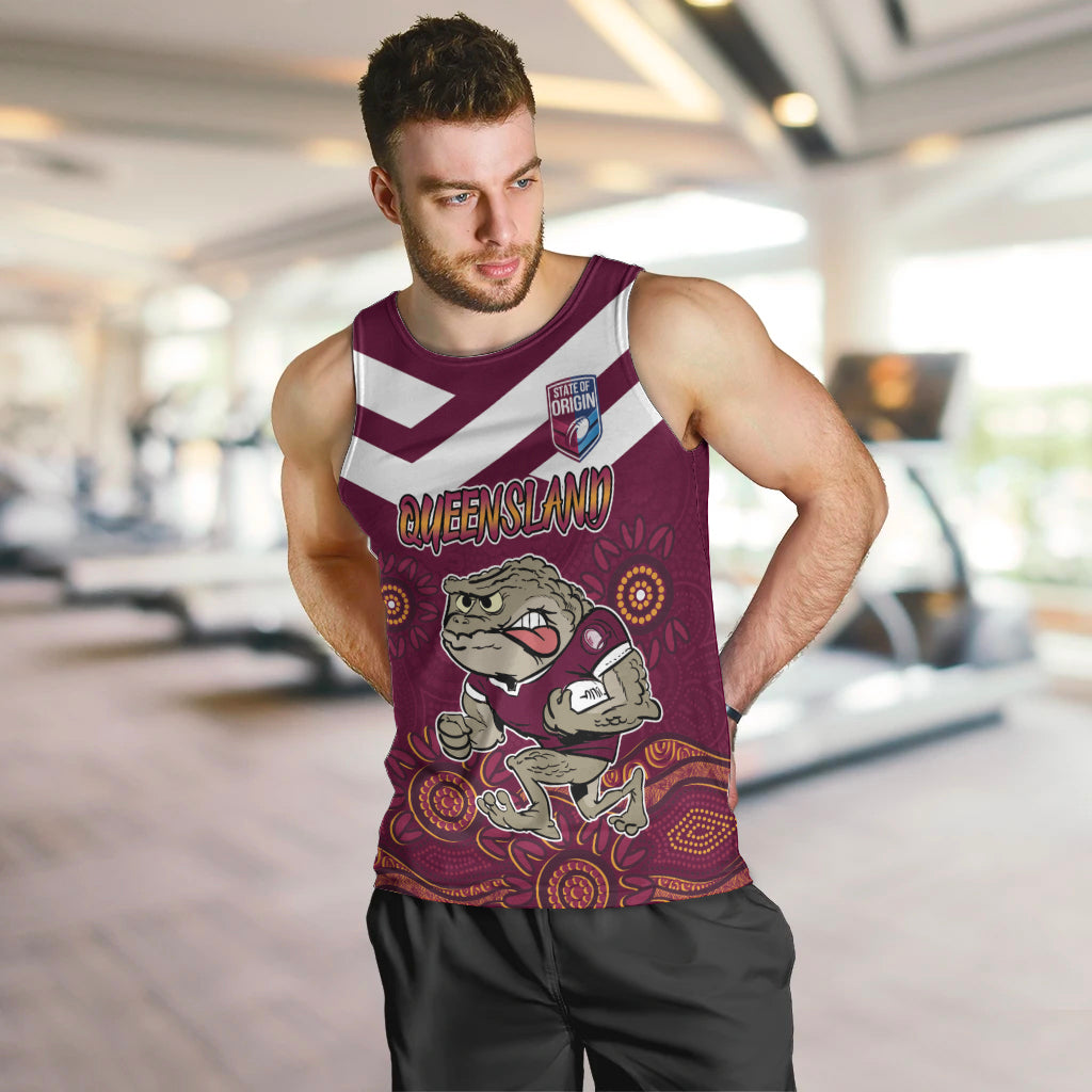 Custom QLD Maroons Cane Toad Blooded Aboriginal Inspired Men Tank Top - Vibe Hoodie Shop