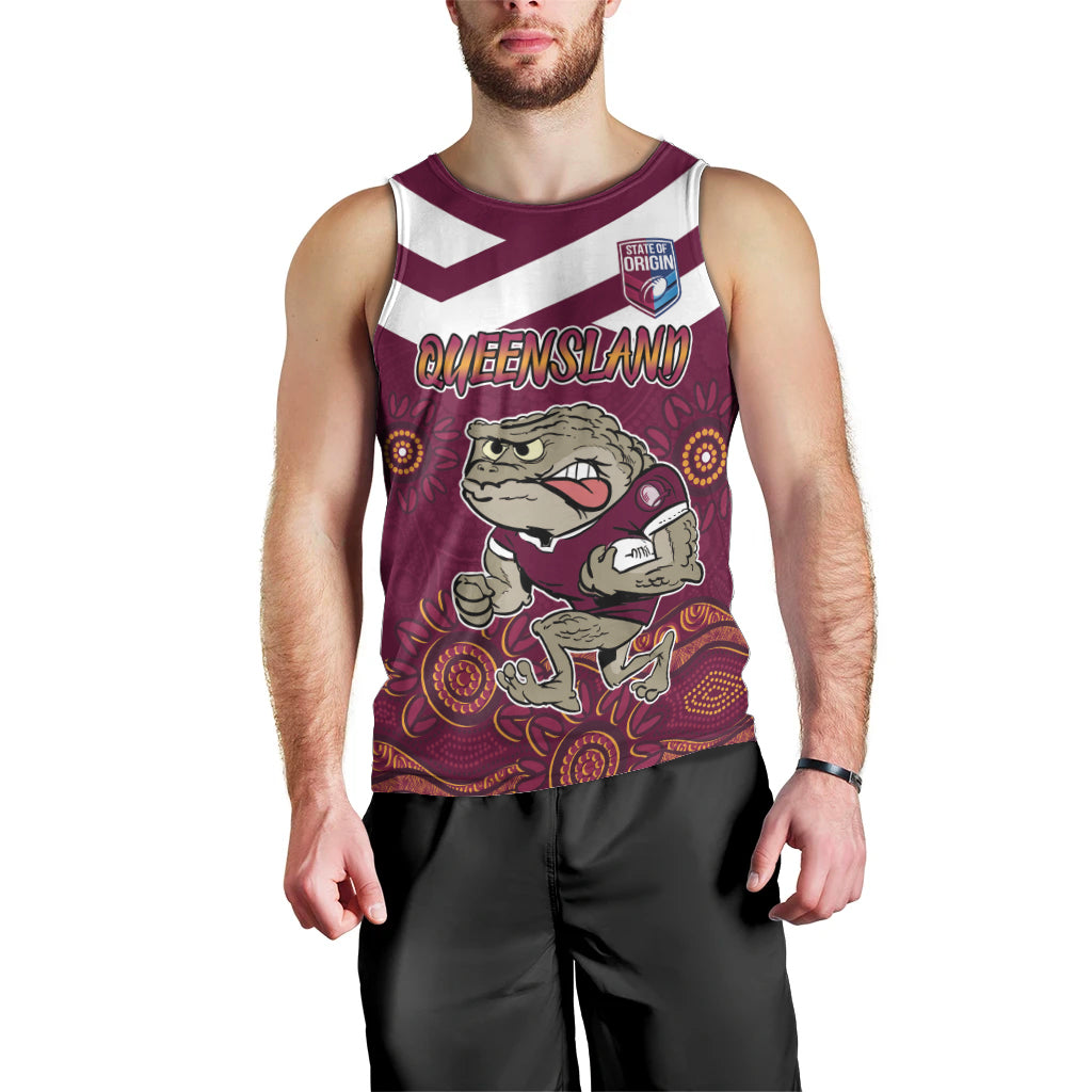 Custom QLD Maroons Cane Toad Blooded Aboriginal Inspired Men Tank Top - Vibe Hoodie Shop