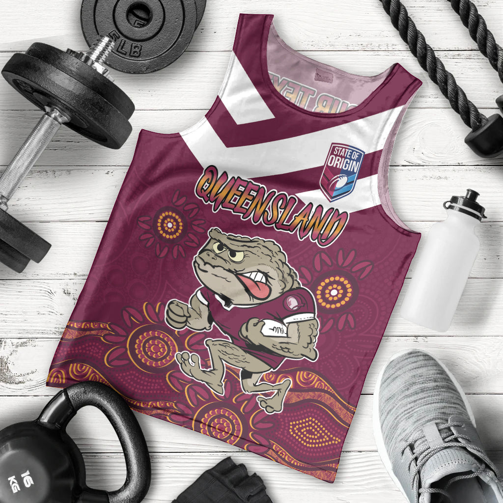 Custom QLD Maroons Cane Toad Blooded Aboriginal Inspired Men Tank Top - Vibe Hoodie Shop