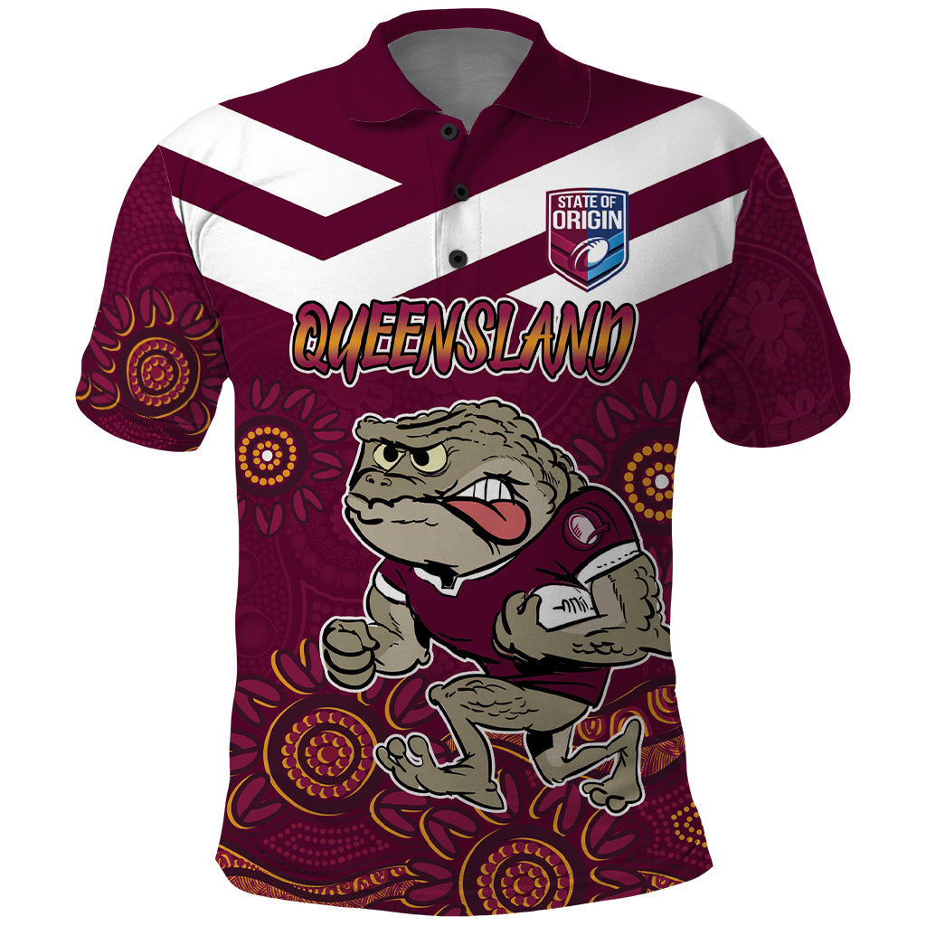 Custom QLD Maroons Cane Toad Blooded Aboriginal Inspired Polo Shirt LT9 - Vibe Hoodie Shop