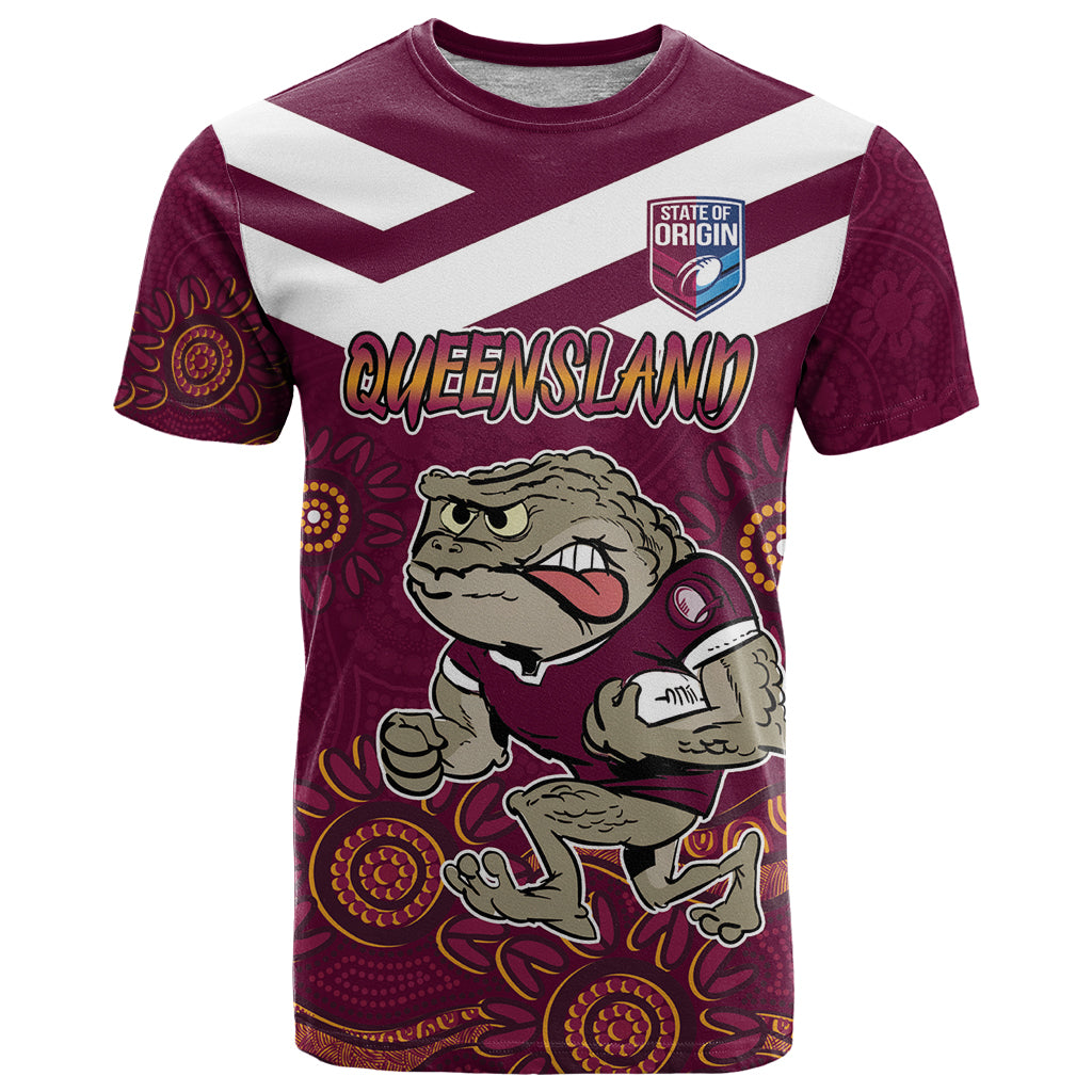 Custom QLD Maroons Cane Toad Blooded Aboriginal Inspired T Shirt LT9 - Vibe Hoodie Shop