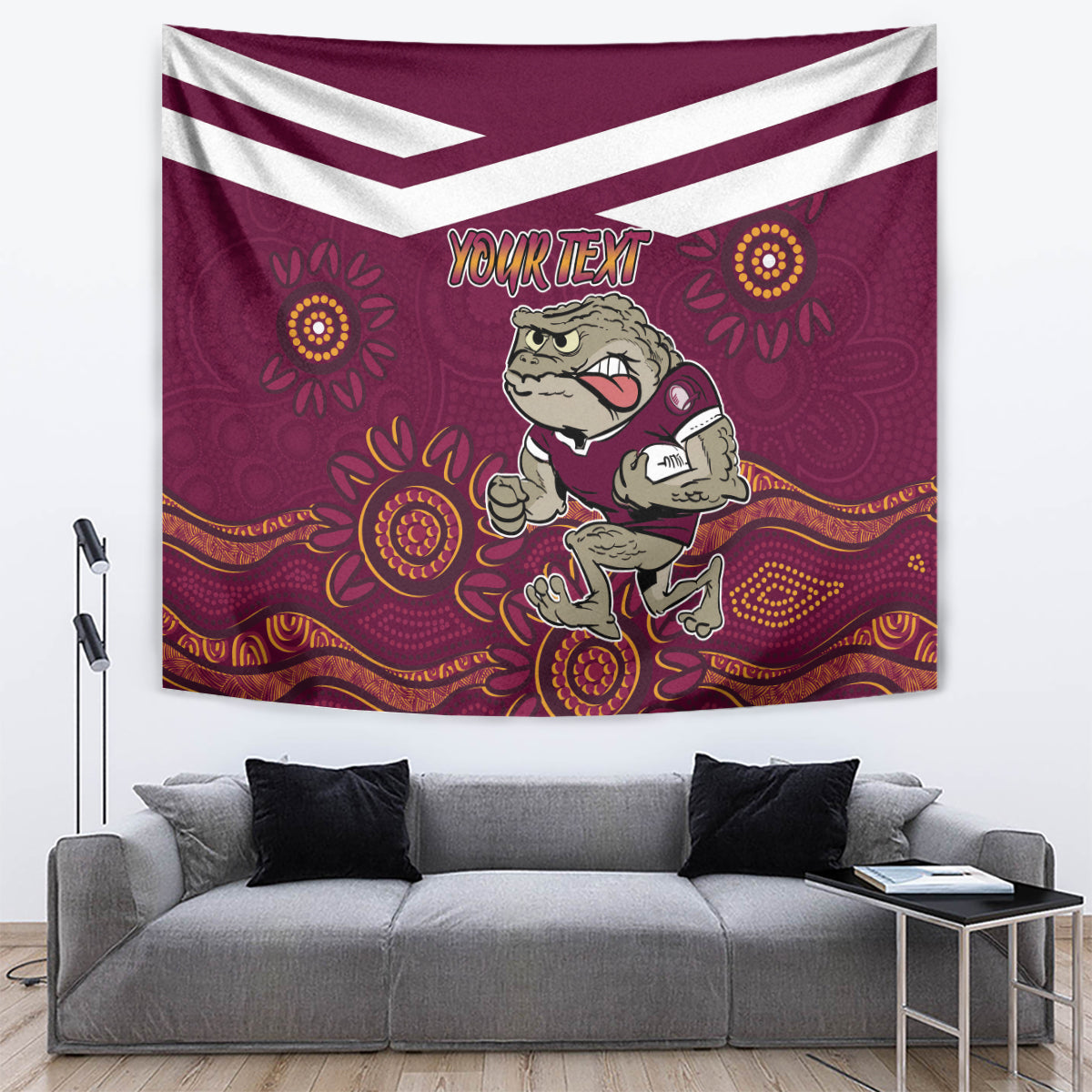 Custom QLD Maroons Cane Toad Blooded Aboriginal Inspired Tapestry - Vibe Hoodie Shop