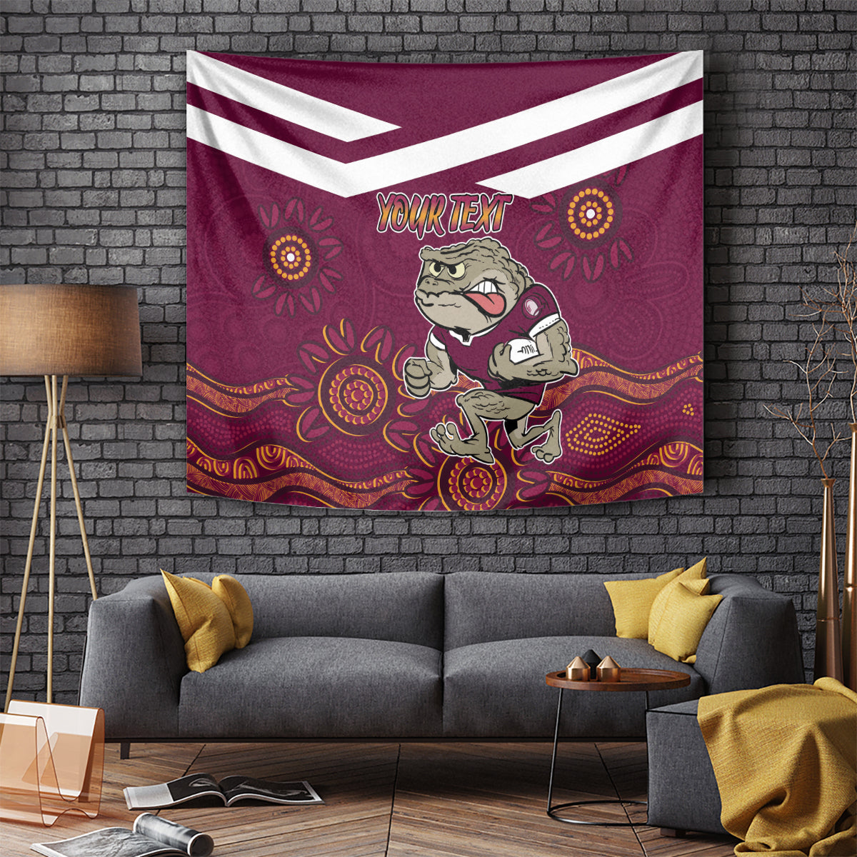 Custom QLD Maroons Cane Toad Blooded Aboriginal Inspired Tapestry - Vibe Hoodie Shop