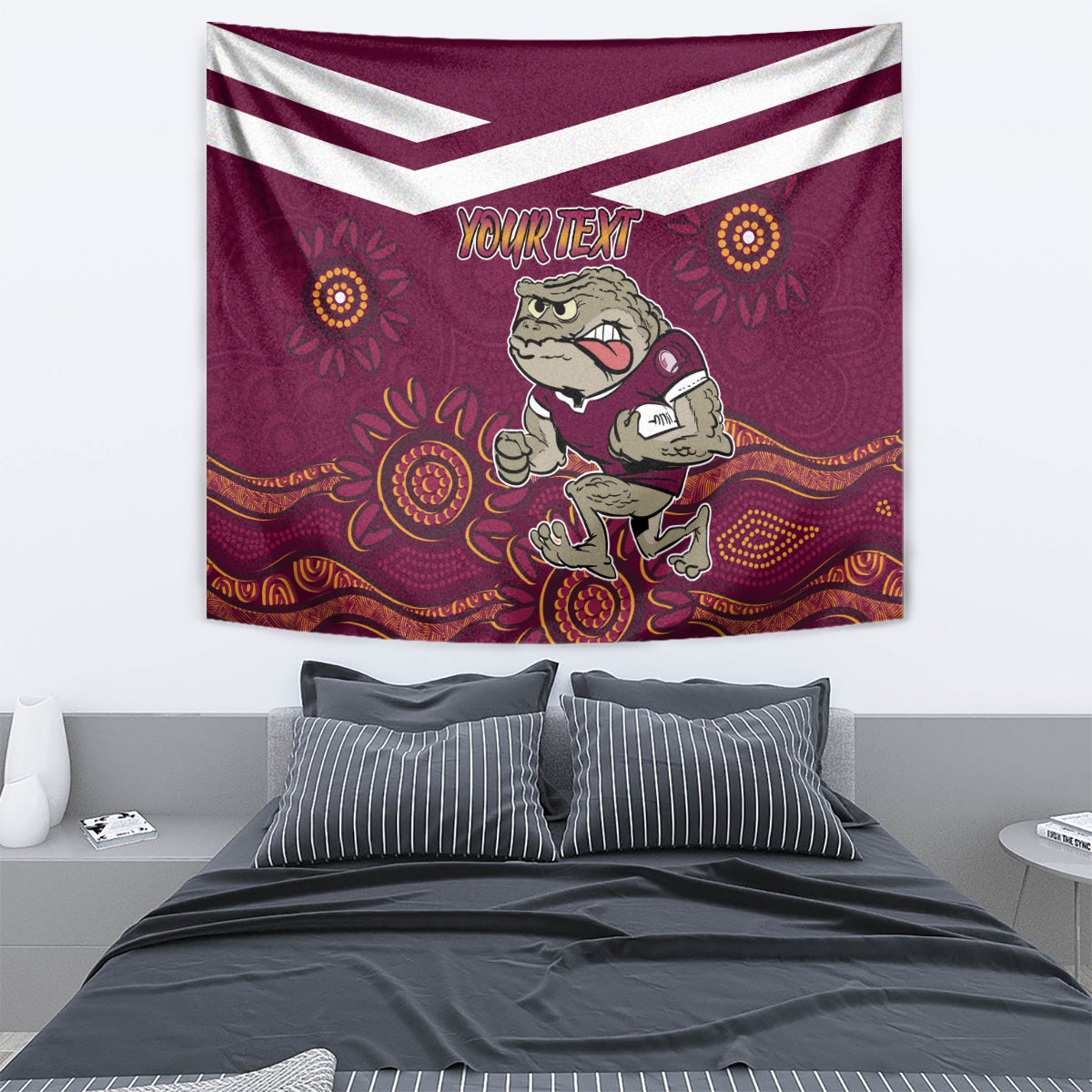 Custom QLD Maroons Cane Toad Blooded Aboriginal Inspired Tapestry - Vibe Hoodie Shop