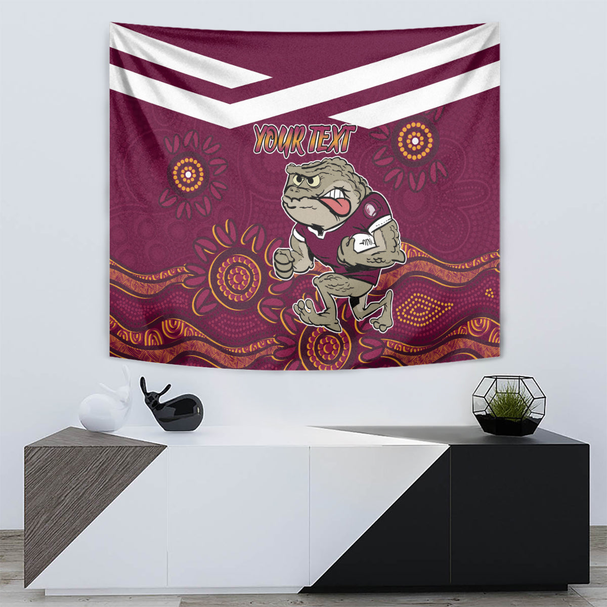 Custom QLD Maroons Cane Toad Blooded Aboriginal Inspired Tapestry - Vibe Hoodie Shop