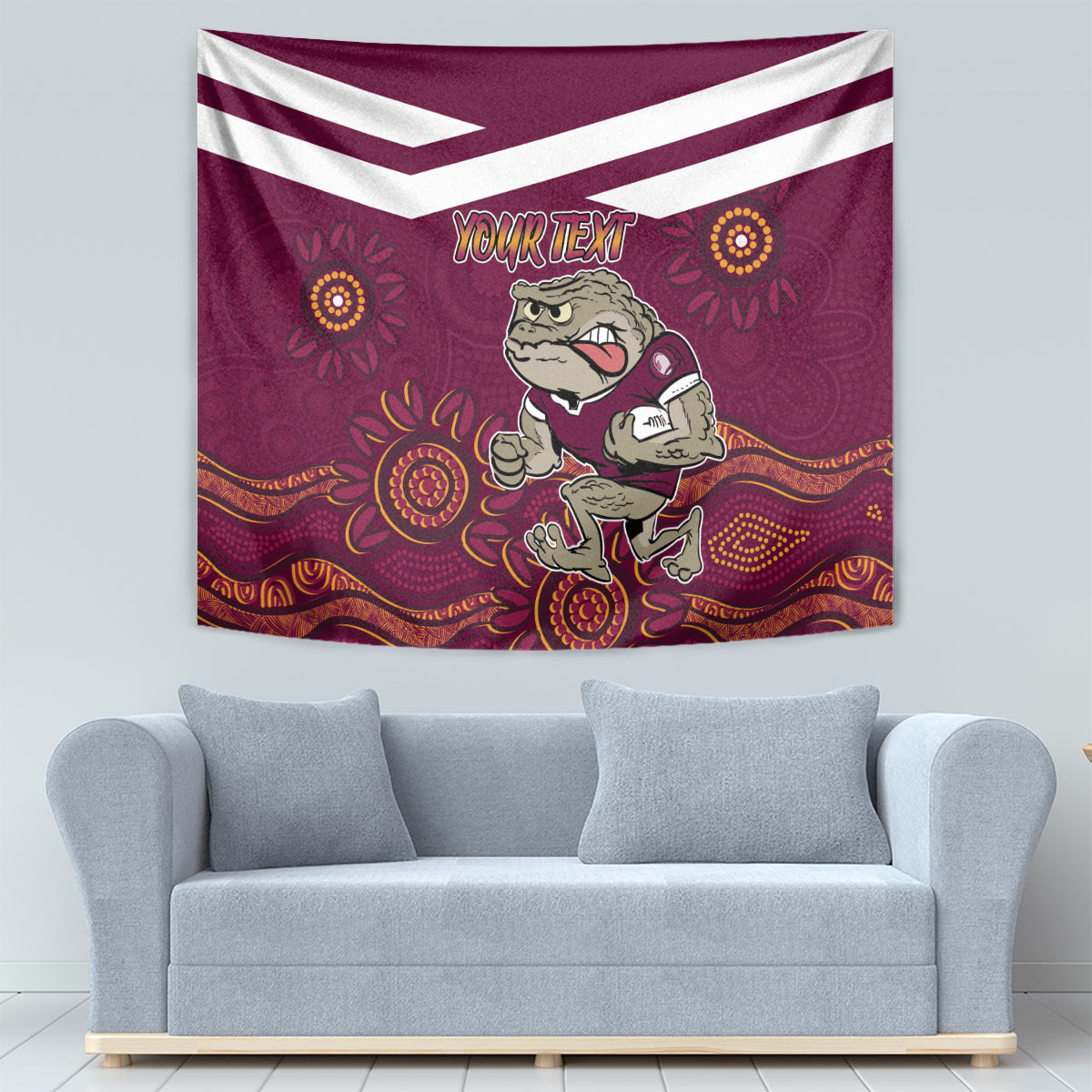 Custom QLD Maroons Cane Toad Blooded Aboriginal Inspired Tapestry - Vibe Hoodie Shop