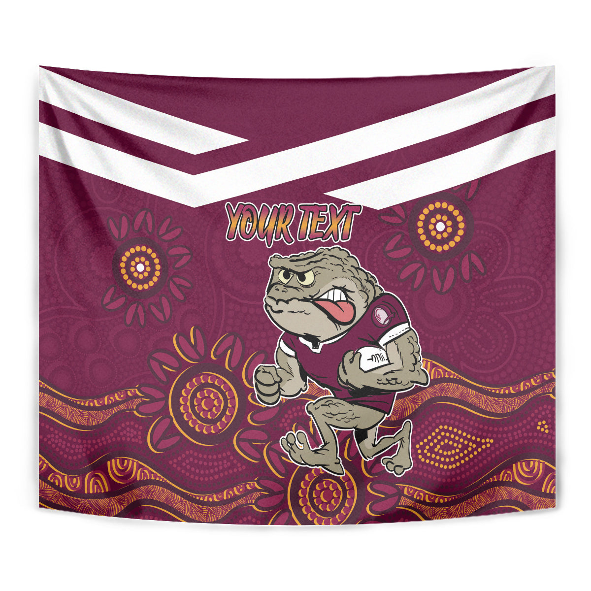 Custom QLD Maroons Cane Toad Blooded Aboriginal Inspired Tapestry - Vibe Hoodie Shop