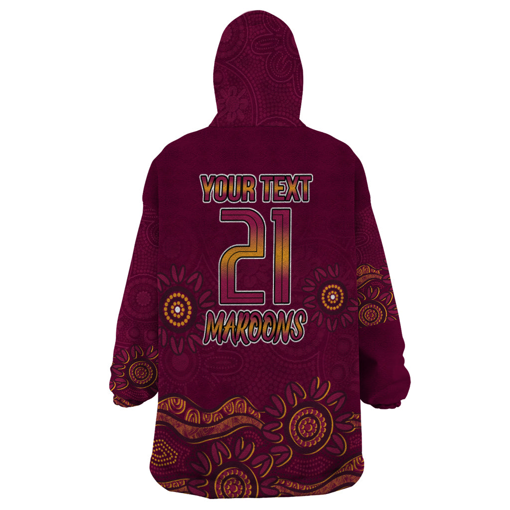 Custom QLD Maroons Cane Toad Blooded Aboriginal Inspired Wearable Blanket Hoodie - Vibe Hoodie Shop