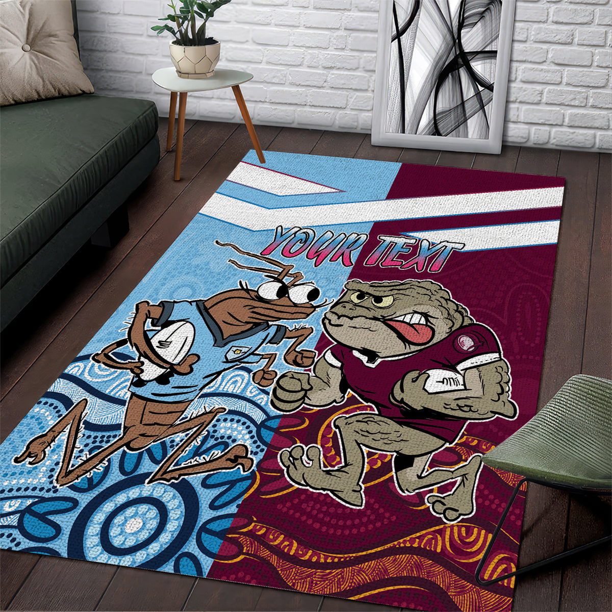 Custom QLD Cane Toad and NSW Cockroach Area Rug Aboriginal Inspired Together - Vibe Hoodie Shop