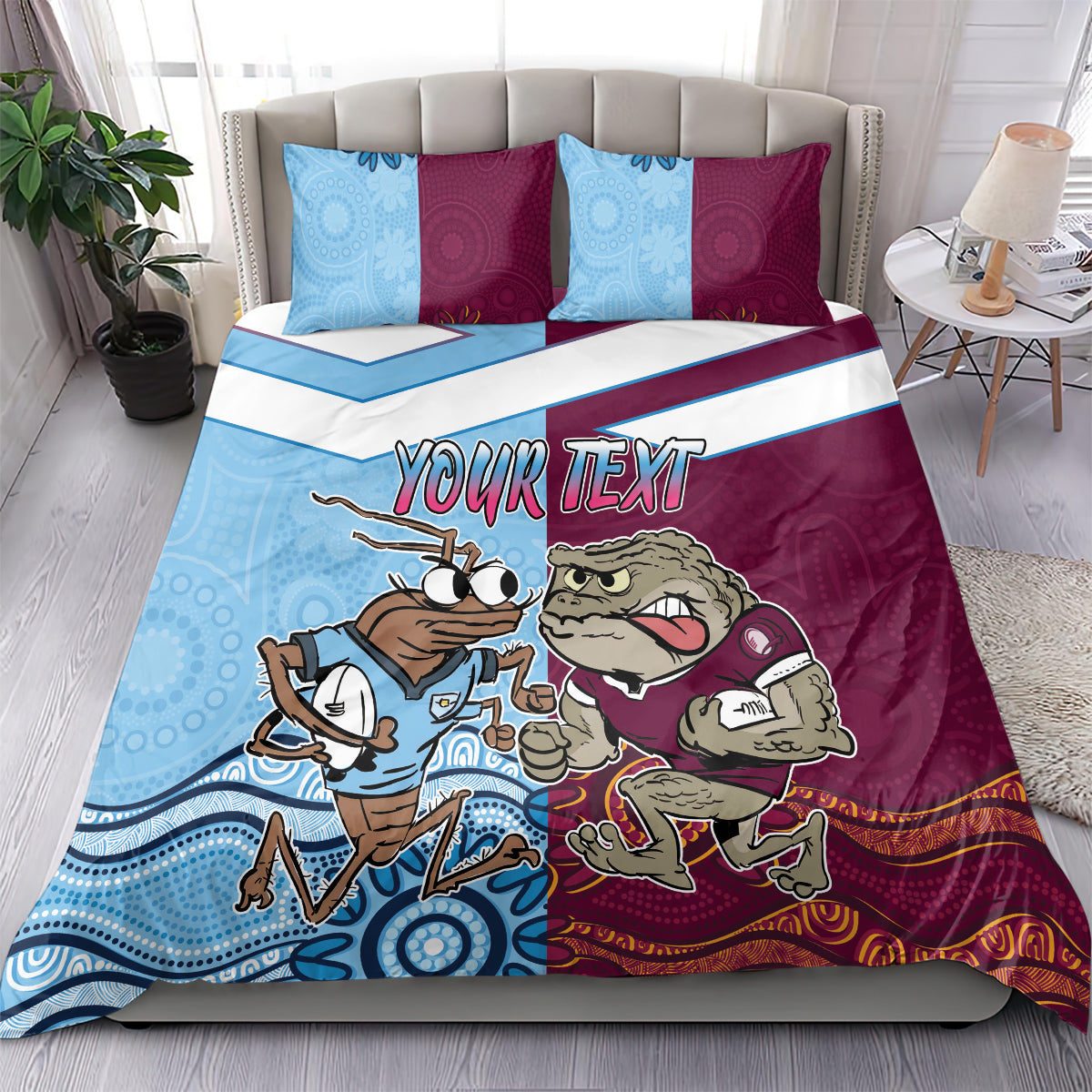Custom QLD Cane Toad and NSW Cockroach Bedding Set Aboriginal Inspired Together - Vibe Hoodie Shop