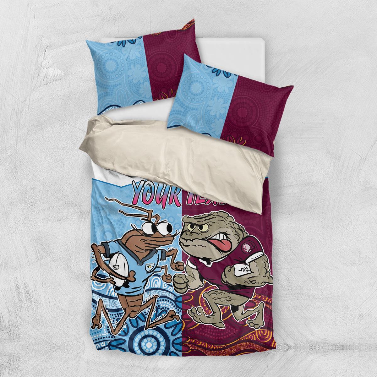 Custom QLD Cane Toad and NSW Cockroach Bedding Set Aboriginal Inspired Together - Vibe Hoodie Shop