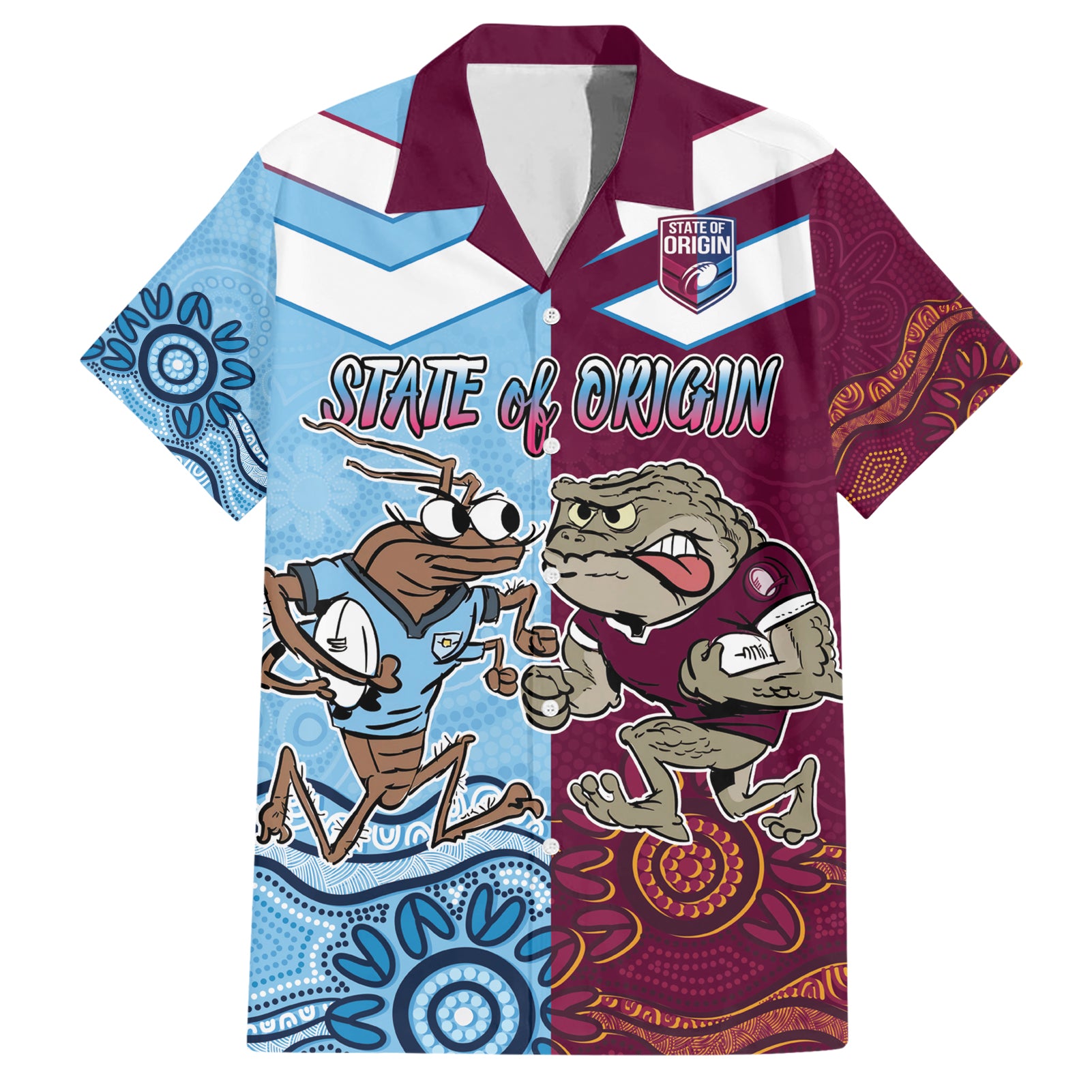 Custom QLD Cane Toad and NSW Cockroach Hawaiian Shirt Aboriginal Inspired Together - Vibe Hoodie Shop