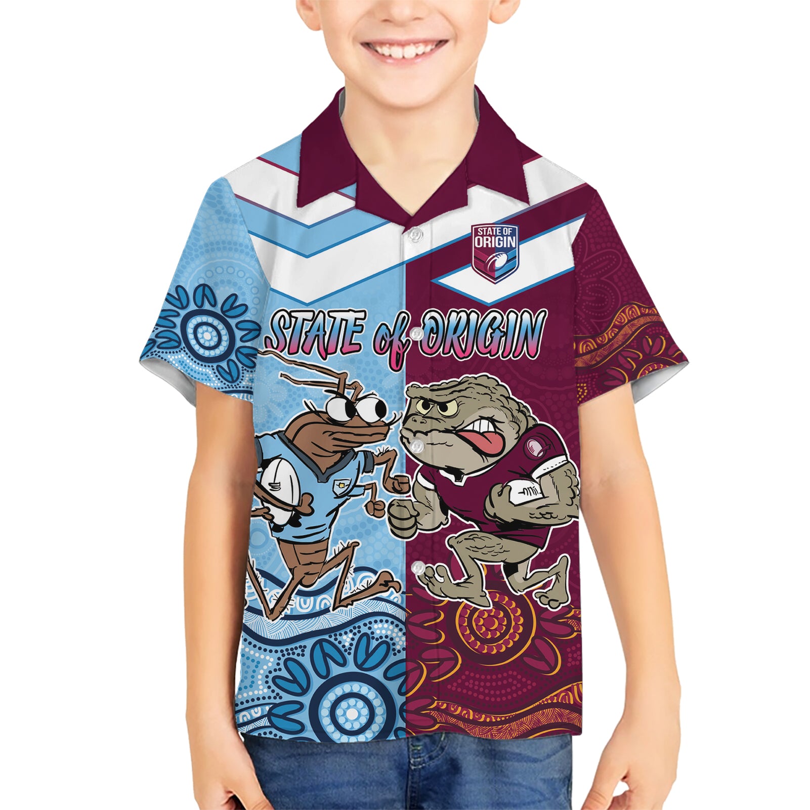 Custom QLD Cane Toad and NSW Cockroach Hawaiian Shirt Aboriginal Inspired Together - Vibe Hoodie Shop