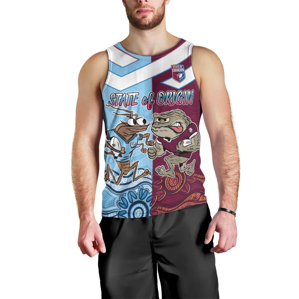Custom QLD Cane Toad and NSW Cockroach Men Tank Top Aboriginal Inspired Together - Vibe Hoodie Shop