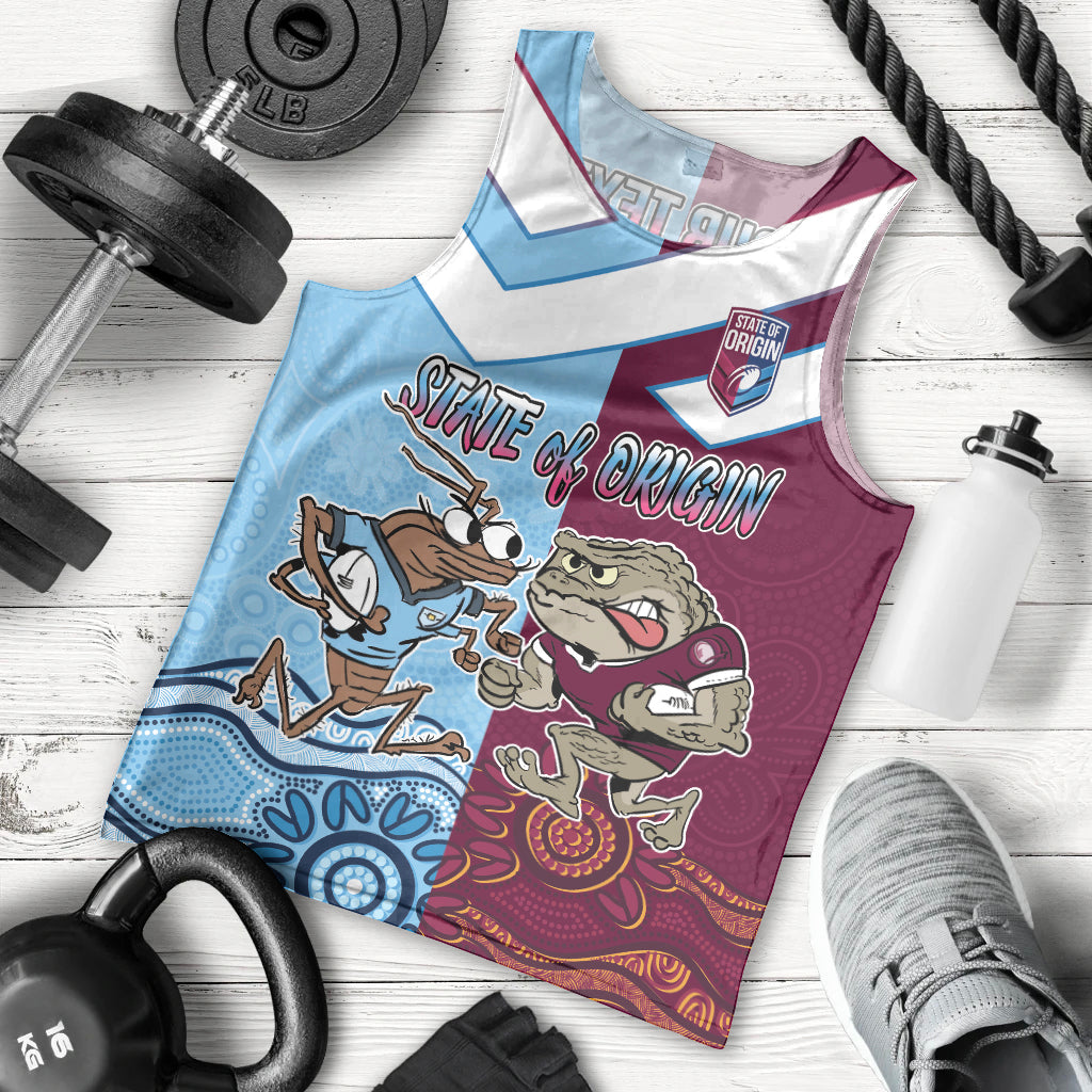 Custom QLD Cane Toad and NSW Cockroach Men Tank Top Aboriginal Inspired Together - Vibe Hoodie Shop