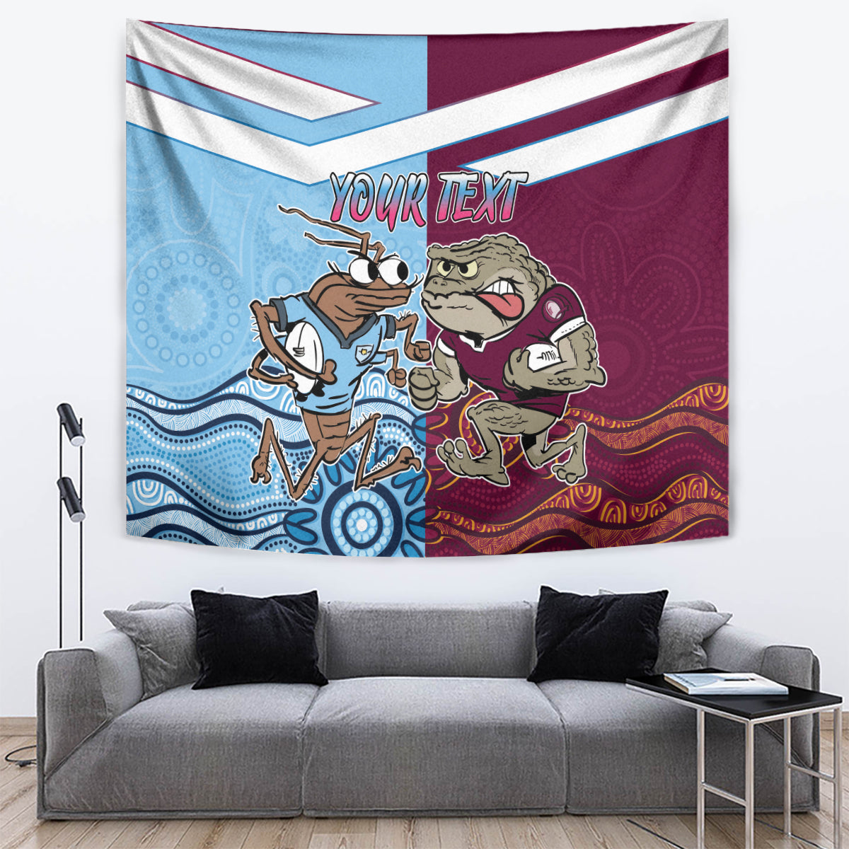 Custom QLD Cane Toad and NSW Cockroach Tapestry Aboriginal Inspired Together - Vibe Hoodie Shop