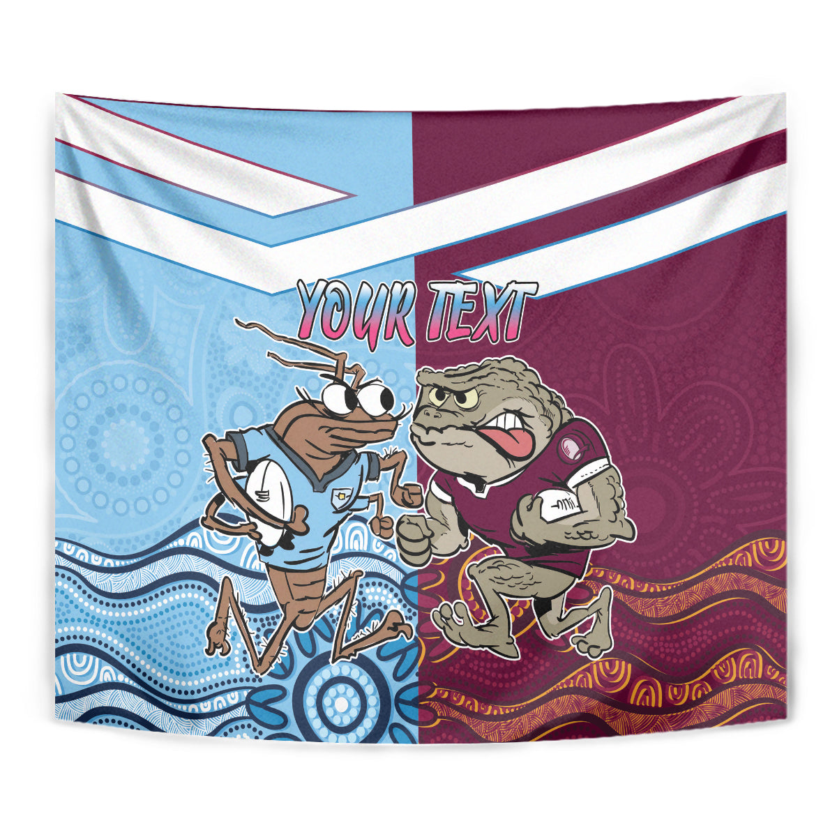 Custom QLD Cane Toad and NSW Cockroach Tapestry Aboriginal Inspired Together - Vibe Hoodie Shop