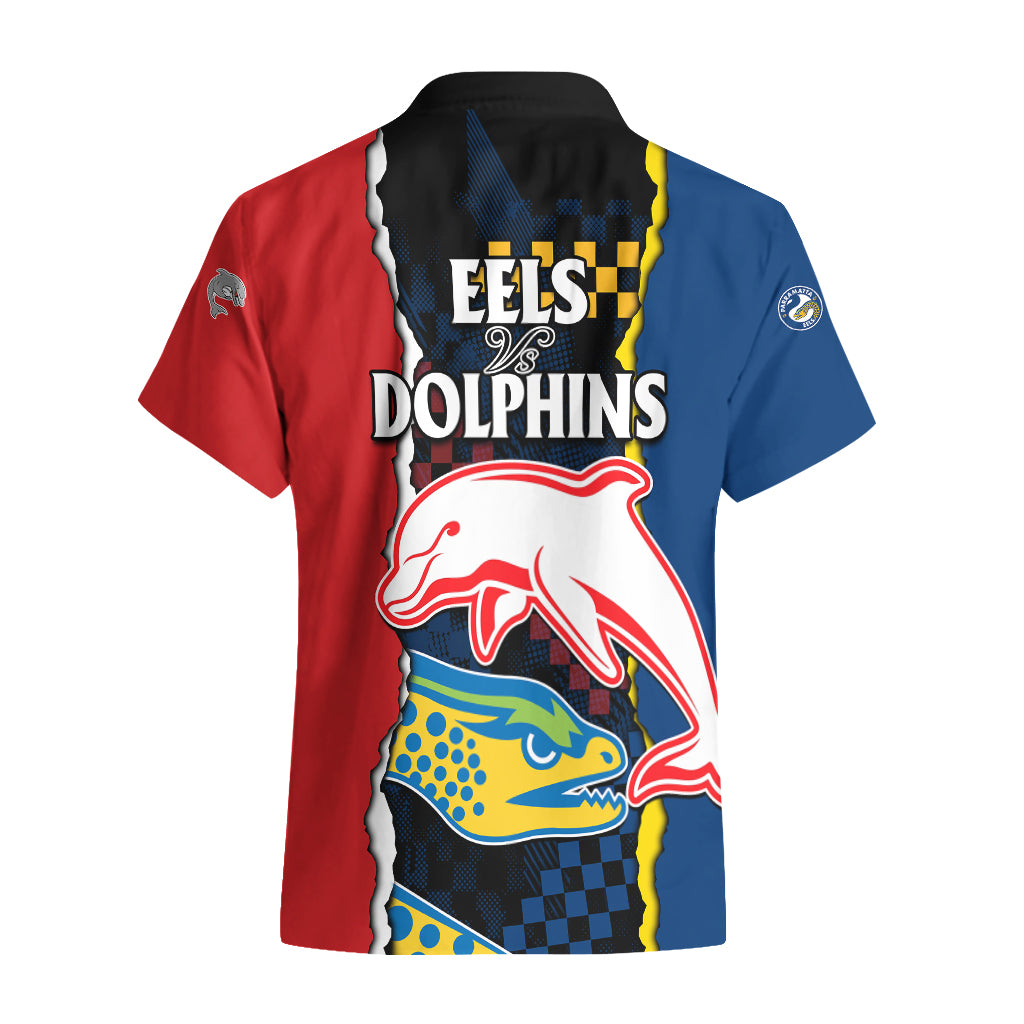 NRL Combine Dolphins and Parra Eels Hawaiian Shirt Simple Style - Vibe Hoodie Shop