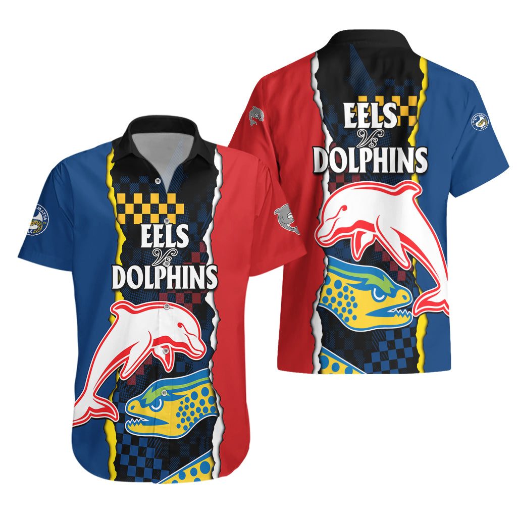 NRL Combine Dolphins and Parra Eels Hawaiian Shirt Simple Style - Vibe Hoodie Shop