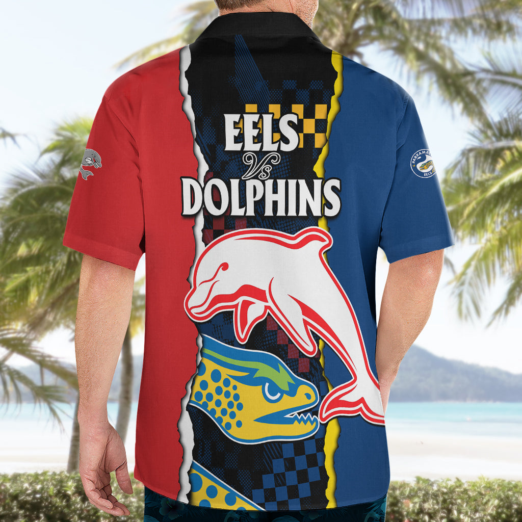 NRL Combine Dolphins and Parra Eels Hawaiian Shirt Simple Style - Vibe Hoodie Shop